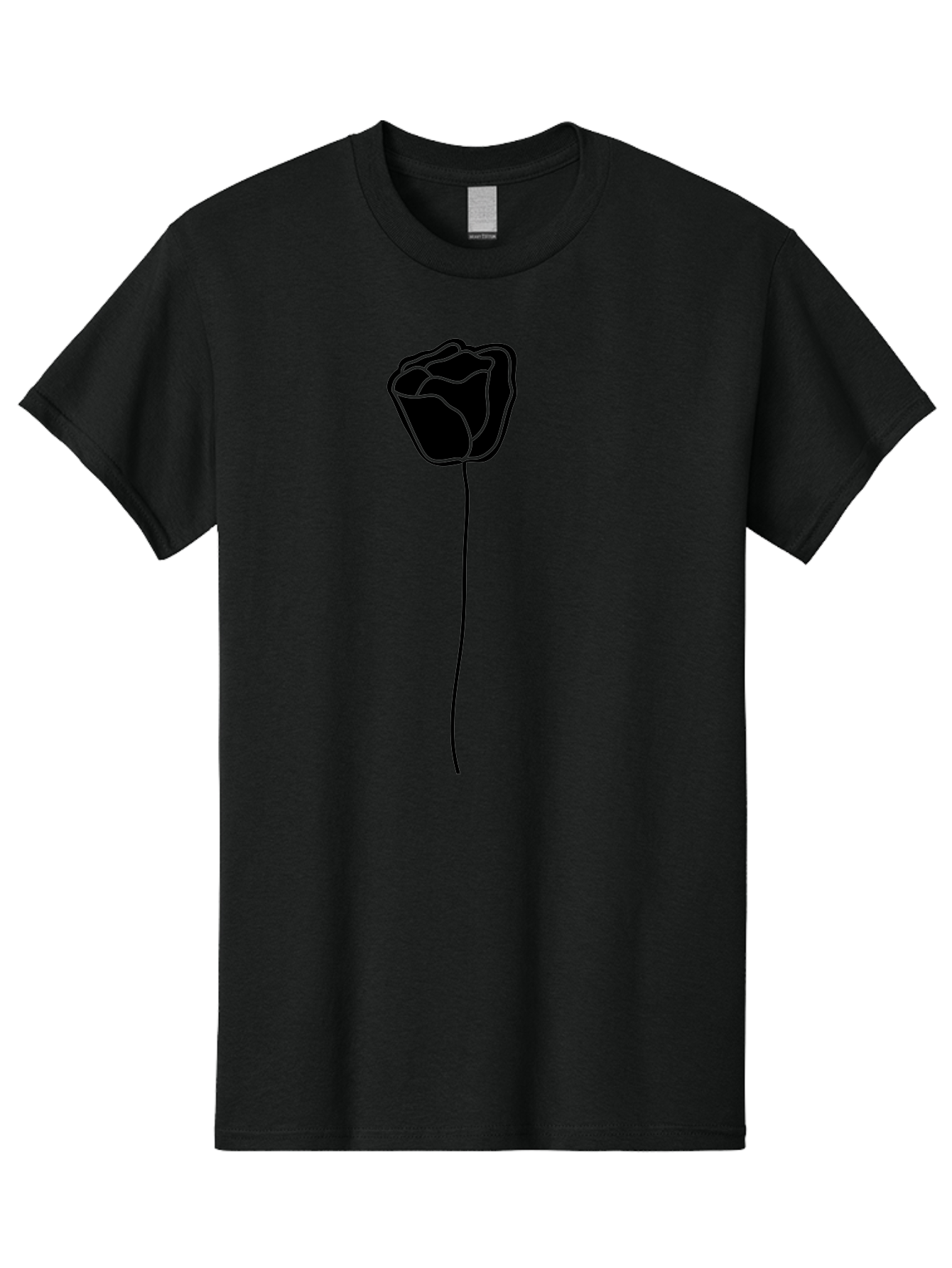 Rose-Illustration Men'S Graphic Tee, 100% Cotton, Comfortable Casual Summer Wear, Machine Washable, Black Rose Silhouette, Simple Line Art, Minimalist Design, Elegant Flower, Symbolic Rose, Modern Illustration, Bold Graphics Aac232 21