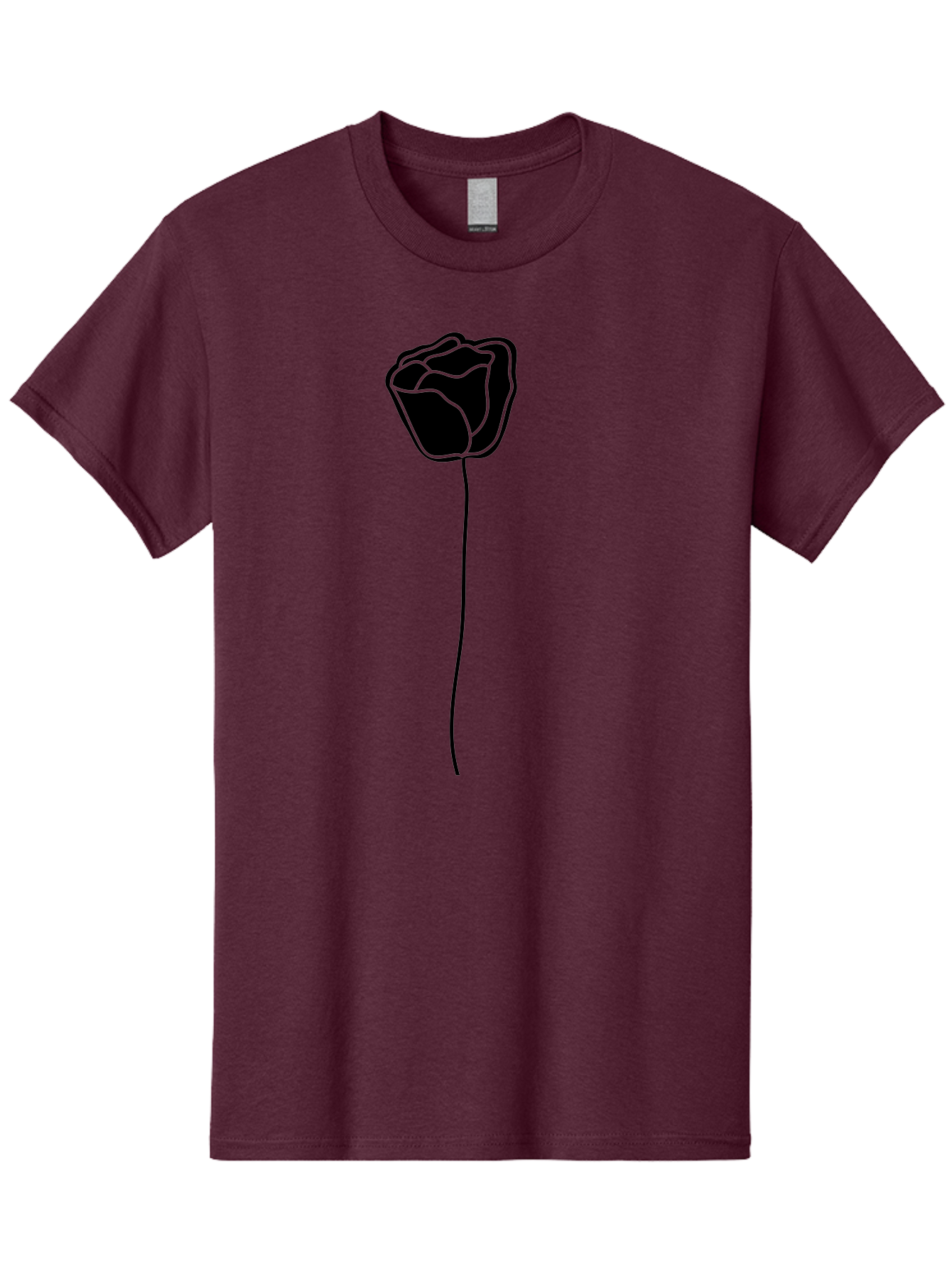 Rose-Illustration Men'S Graphic Tee, 100% Cotton, Comfortable Casual Summer Wear, Machine Washable, Black Rose Silhouette, Simple Line Art, Minimalist Design, Elegant Flower, Symbolic Rose, Modern Illustration, Bold Graphics Aac232 23