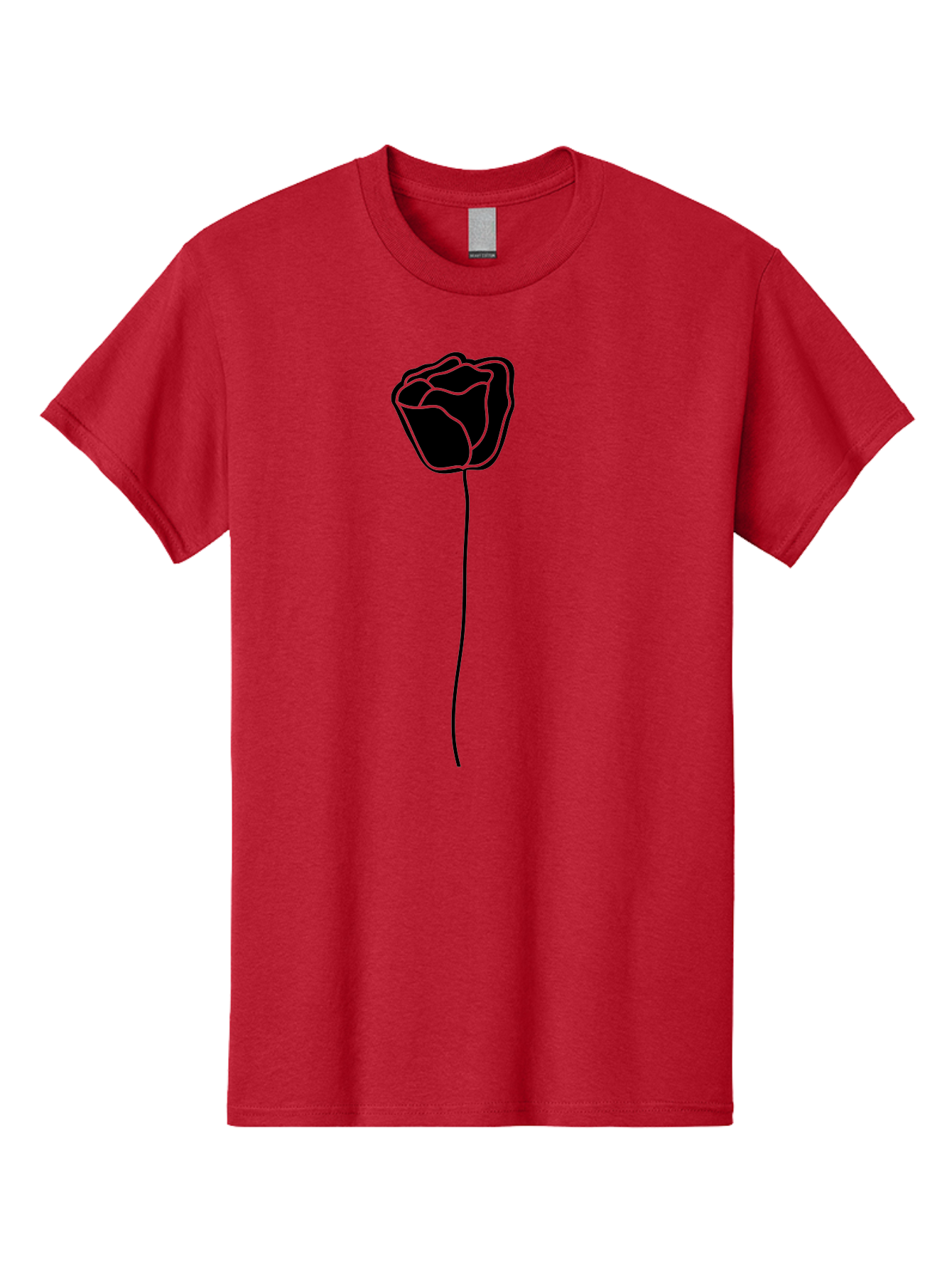Rose-Illustration Men'S Graphic Tee, 100% Cotton, Comfortable Casual Summer Wear, Machine Washable, Black Rose Silhouette, Simple Line Art, Minimalist Design, Elegant Flower, Symbolic Rose, Modern Illustration, Bold Graphics Aac232 25