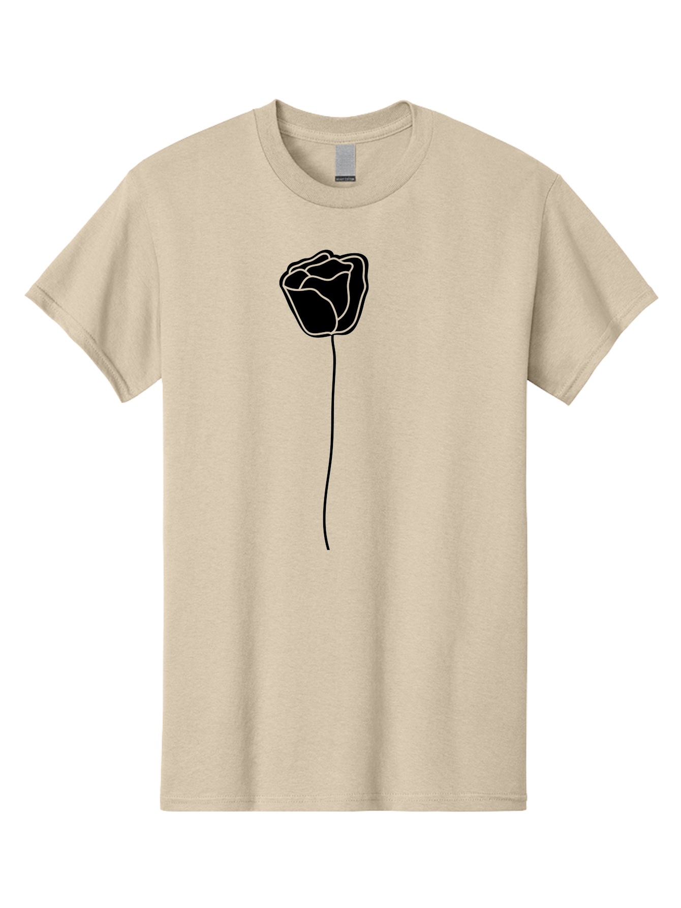 Rose-Illustration Men'S Graphic Tee, 100% Cotton, Comfortable Casual Summer Wear, Machine Washable, Black Rose Silhouette, Simple Line Art, Minimalist Design, Elegant Flower, Symbolic Rose, Modern Illustration, Bold Graphics Aac232 29