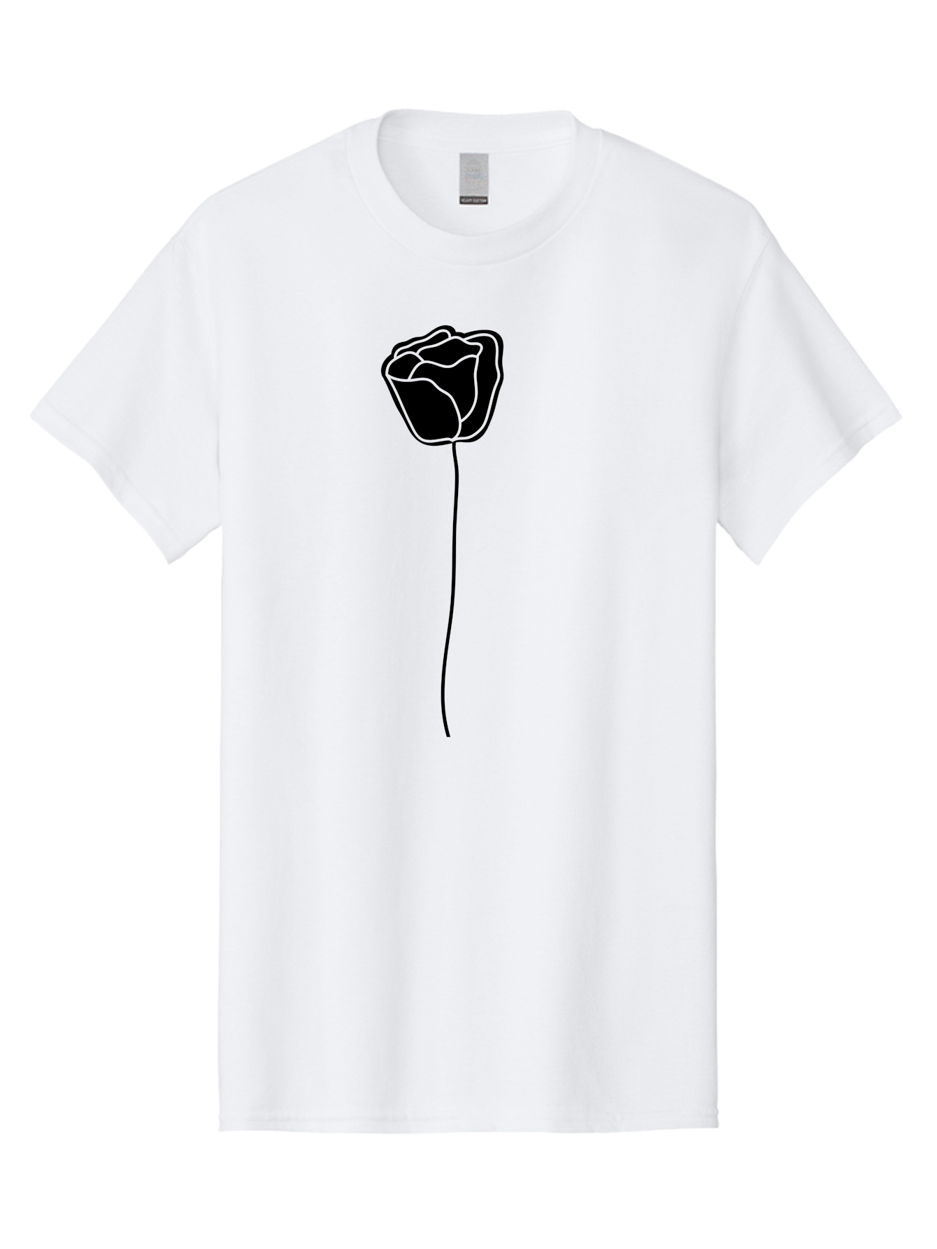 Rose-Illustration Men'S Graphic Tee, 100% Cotton, Comfortable Casual Summer Wear, Machine Washable, Black Rose Silhouette, Simple Line Art, Minimalist Design, Elegant Flower, Symbolic Rose, Modern Illustration, Bold Graphics Aac232 3