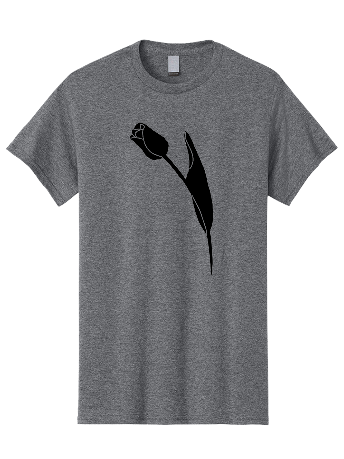 Tulip-Silhouette-1 Men'S Graphic Tee, 100% Cotton, Comfortable Casual Summer Wear, Machine Washable, Tulip Silhouette, Flower Graphic, Minimalist Design, Simple Shapes, Elegant Illustration, Floral Motif, Budding Flower Aac244 1