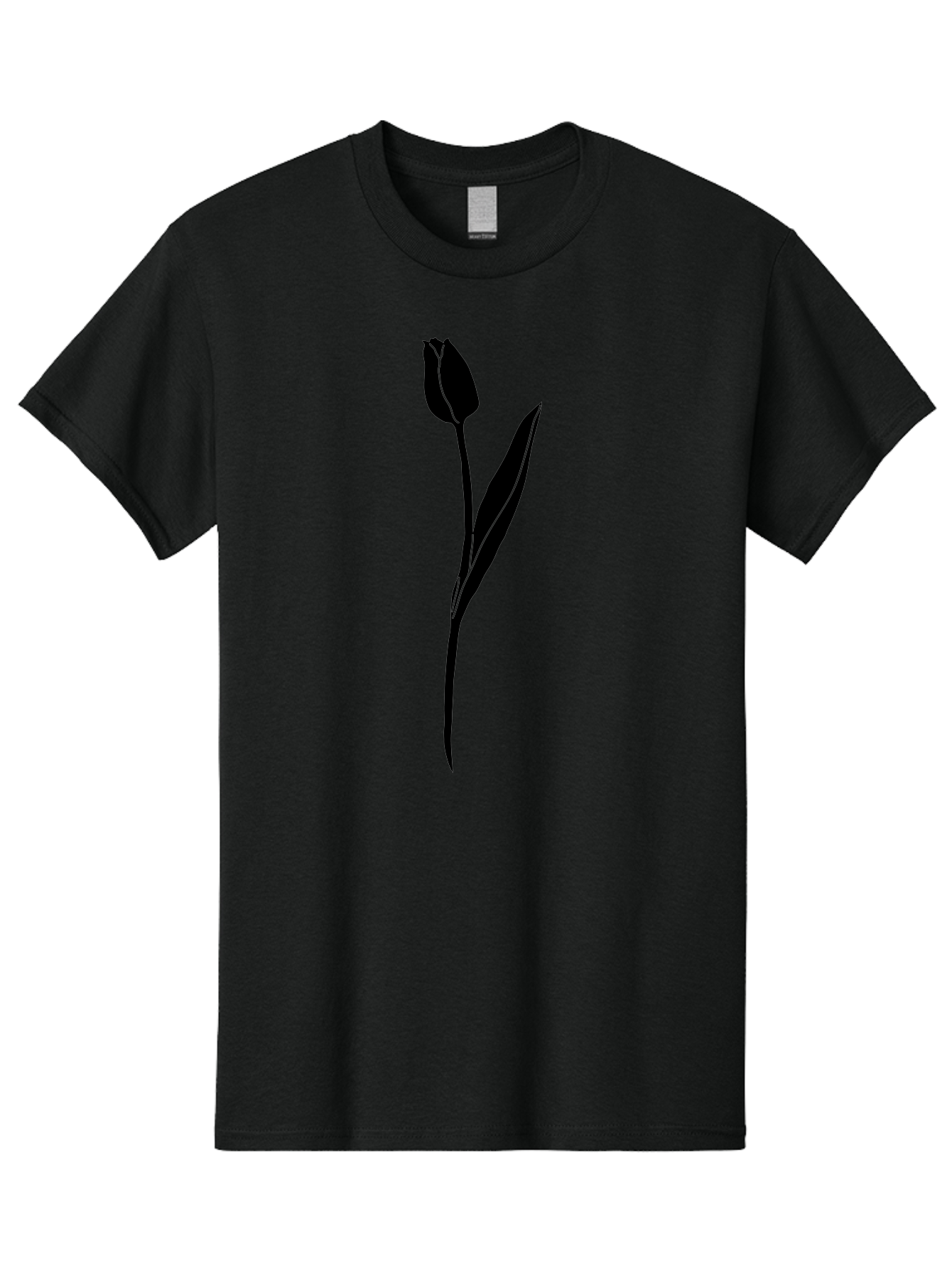 Tulip-Silhouette Men'S Graphic Tee, 100% Cotton, Comfortable Casual Summer Wear, Machine Washable, Tulip Silhouette, Dark Tulip, Minimalist Design, Simple Flower, Closed Bloom, Elegant Stem, Floral Graphic, Modern Art Aac245 11
