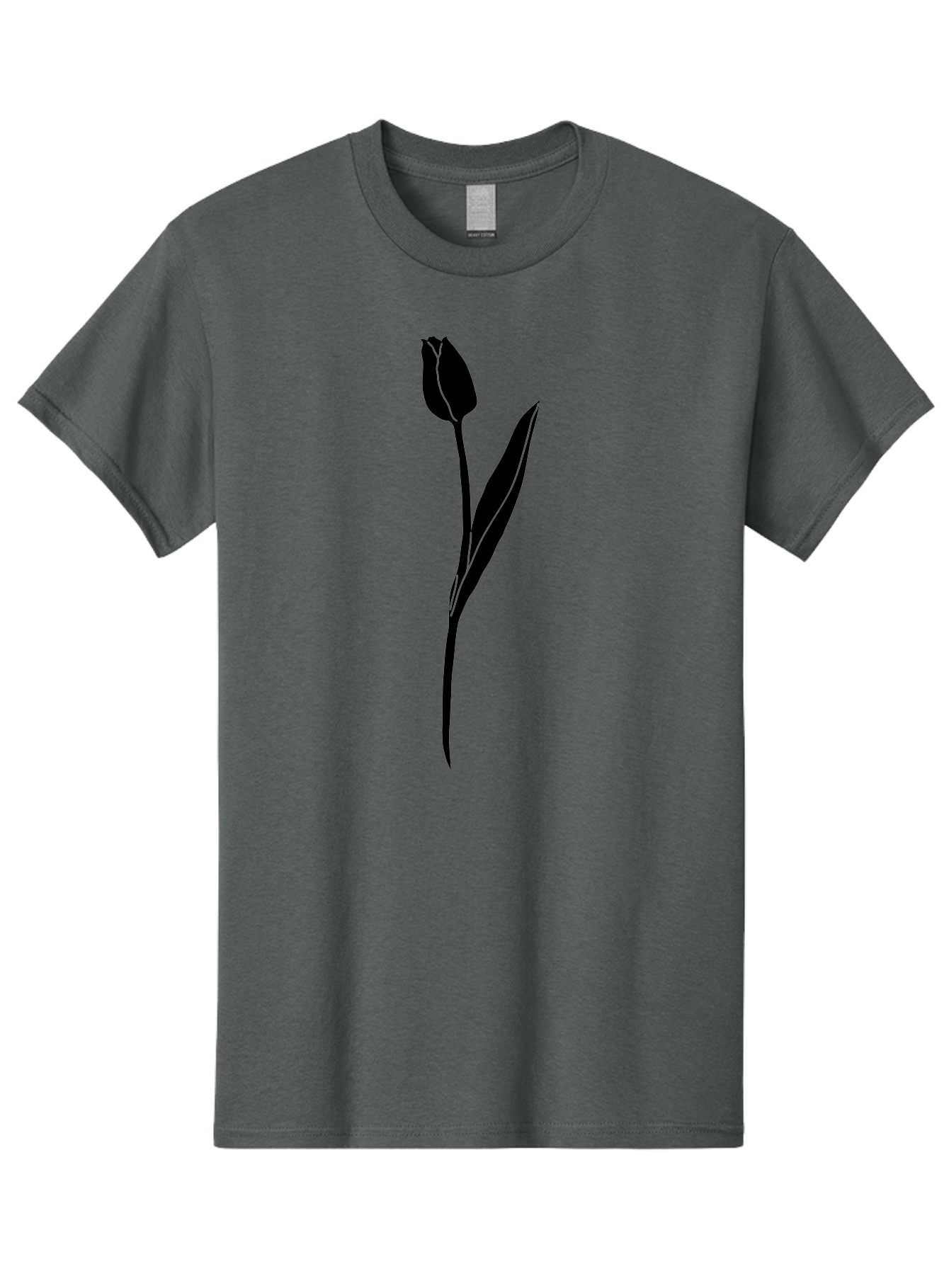 Tulip-Silhouette Men'S Graphic Tee, 100% Cotton, Comfortable Casual Summer Wear, Machine Washable, Tulip Silhouette, Dark Tulip, Minimalist Design, Simple Flower, Closed Bloom, Elegant Stem, Floral Graphic, Modern Art Aac245 29
