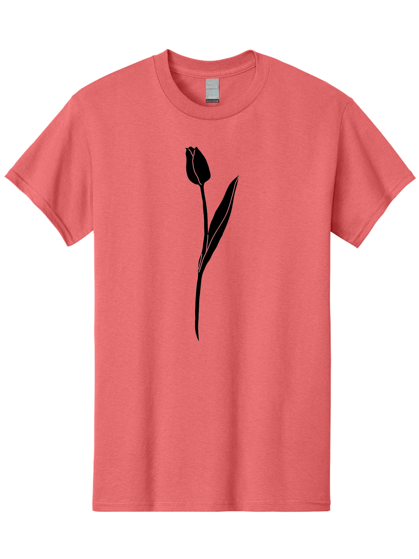 Tulip-Silhouette Men'S Graphic Tee, 100% Cotton, Comfortable Casual Summer Wear, Machine Washable, Tulip Silhouette, Dark Tulip, Minimalist Design, Simple Flower, Closed Bloom, Elegant Stem, Floral Graphic, Modern Art Aac245 9