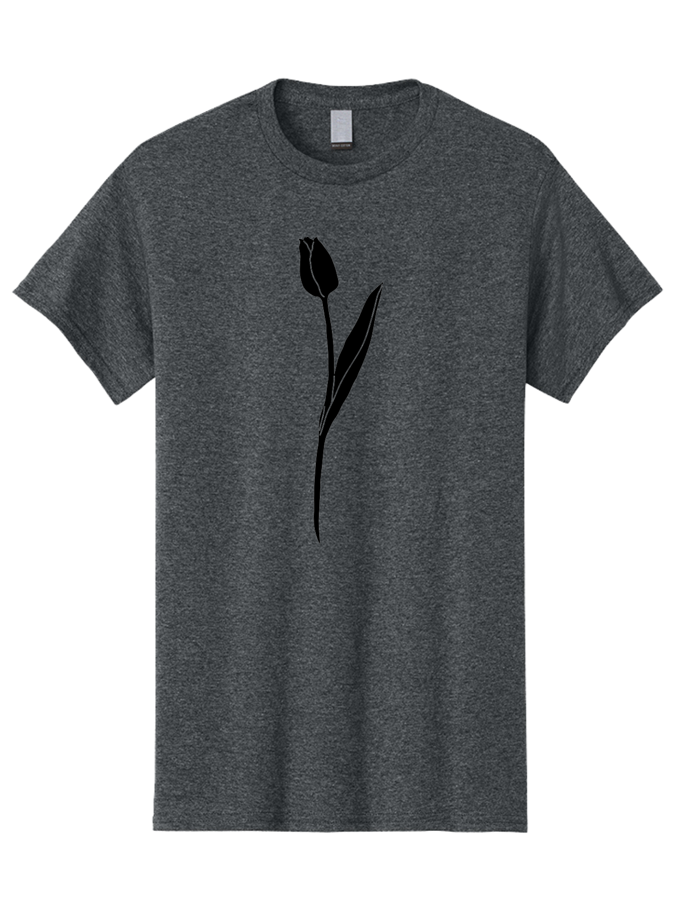 Tulip-Silhouette Men'S Graphic Tee, 100% Cotton, Comfortable Casual Summer Wear, Machine Washable, Tulip Silhouette, Dark Tulip, Minimalist Design, Simple Flower, Closed Bloom, Elegant Stem, Floral Graphic, Modern Art Aac245 1