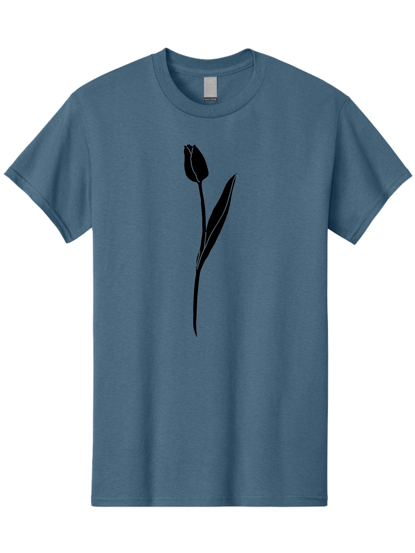 Tulip-Silhouette Men'S Graphic Tee, 100% Cotton, Comfortable Casual Summer Wear, Machine Washable, Tulip Silhouette, Dark Tulip, Minimalist Design, Simple Flower, Closed Bloom, Elegant Stem, Floral Graphic, Modern Art Aac245 21