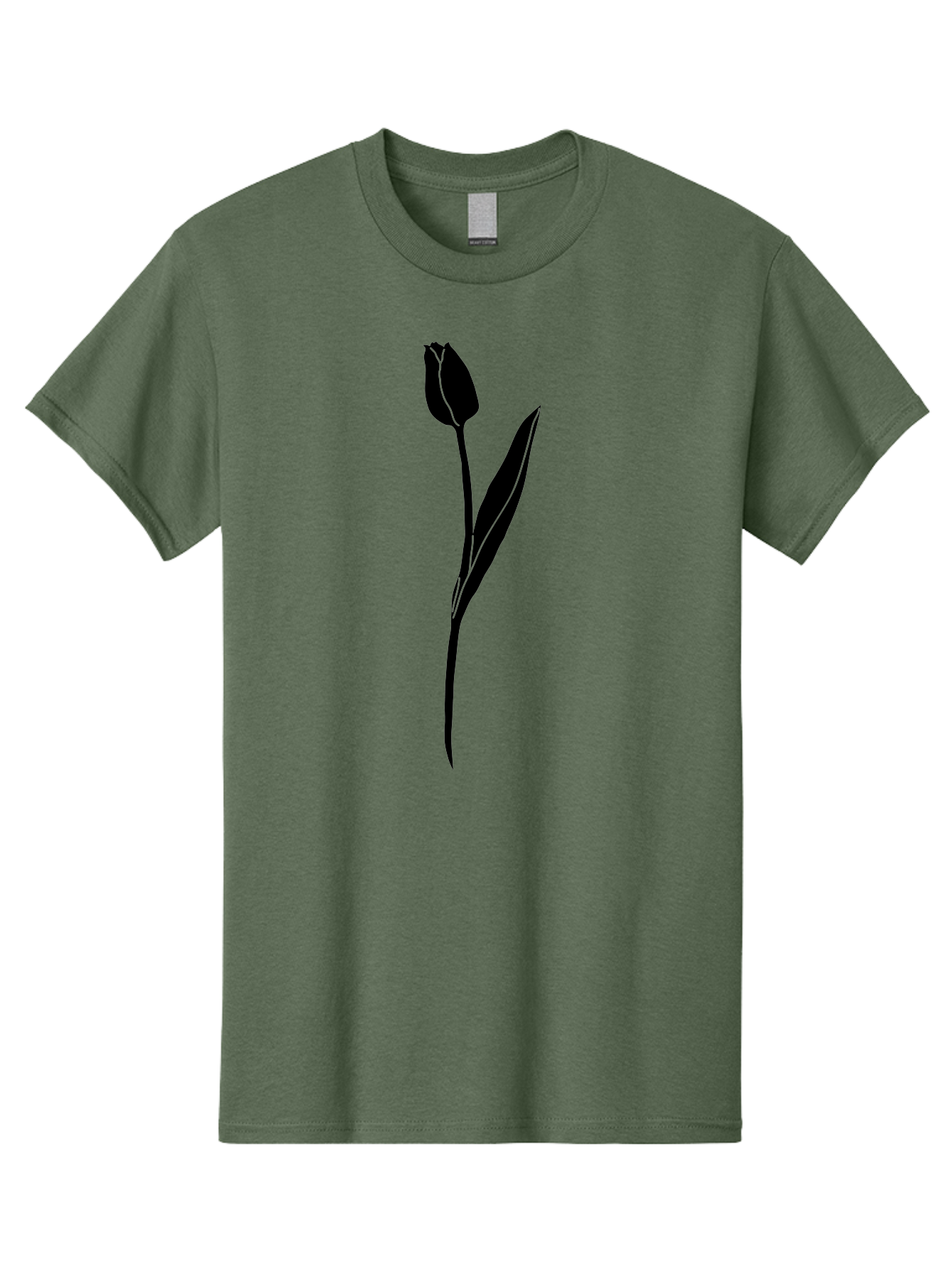 Tulip-Silhouette Men'S Graphic Tee, 100% Cotton, Comfortable Casual Summer Wear, Machine Washable, Tulip Silhouette, Dark Tulip, Minimalist Design, Simple Flower, Closed Bloom, Elegant Stem, Floral Graphic, Modern Art Aac245 13