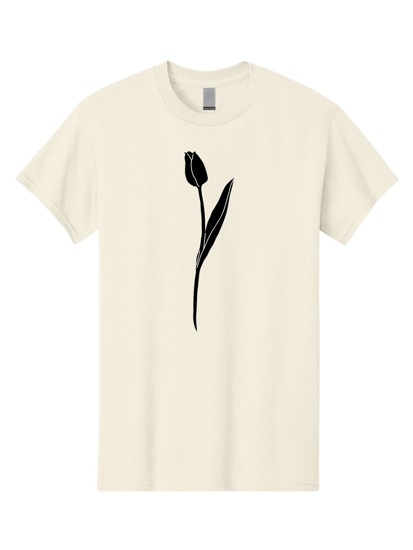 Tulip-Silhouette Men'S Graphic Tee, 100% Cotton, Comfortable Casual Summer Wear, Machine Washable, Tulip Silhouette, Dark Tulip, Minimalist Design, Simple Flower, Closed Bloom, Elegant Stem, Floral Graphic, Modern Art Aac245 27