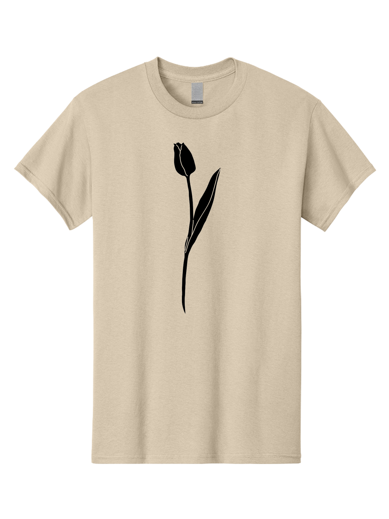Tulip-Silhouette Men'S Graphic Tee, 100% Cotton, Comfortable Casual Summer Wear, Machine Washable, Tulip Silhouette, Dark Tulip, Minimalist Design, Simple Flower, Closed Bloom, Elegant Stem, Floral Graphic, Modern Art Aac245 19