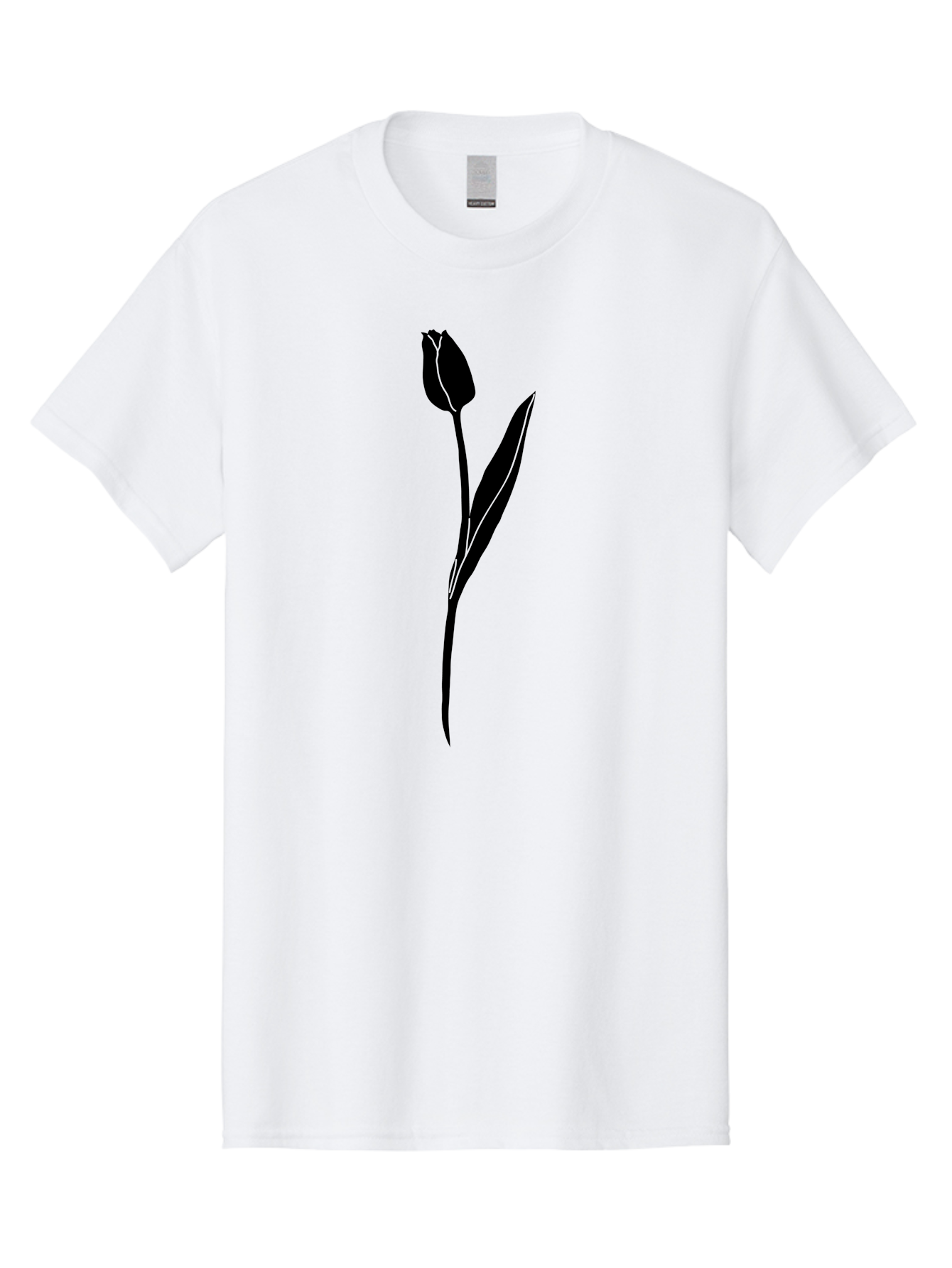 Tulip-Silhouette Men'S Graphic Tee, 100% Cotton, Comfortable Casual Summer Wear, Machine Washable, Tulip Silhouette, Dark Tulip, Minimalist Design, Simple Flower, Closed Bloom, Elegant Stem, Floral Graphic, Modern Art Aac245 17