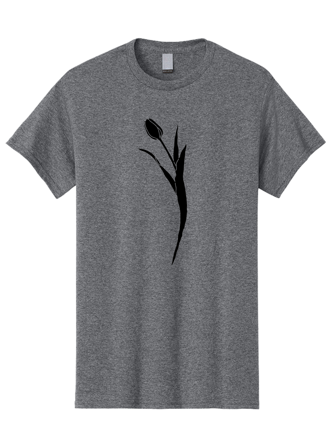 Tulip Men'S Graphic Tee, 100% Cotton, Comfortable Casual Summer Wear, Machine Washable, Tulip Silhouette, Black Flower, Minimalist Design, Simple Graphics, Floral Motif, Elegant Shape, Closed Bloom, Botanical Illustration Aac246 29