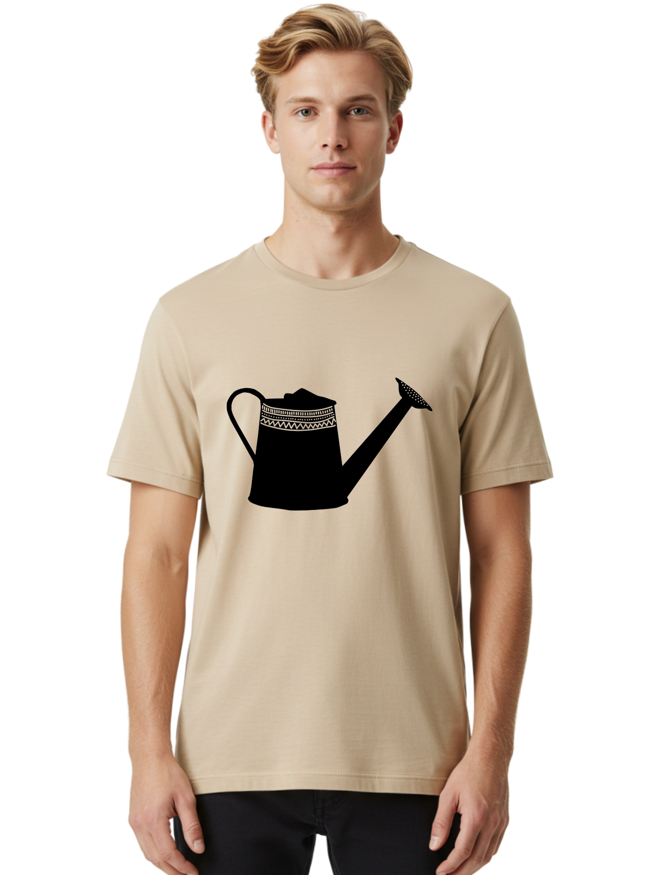 Watering-Can Men'S Graphic Tee, 100% Cotton, Comfortable Casual Summer Wear, Machine Washable, Watering Can, Gardening Tools, Nursery Equipment, Decorative Patterns, Geometric Designs, Garden Care, Plant Watering Aac248 22
