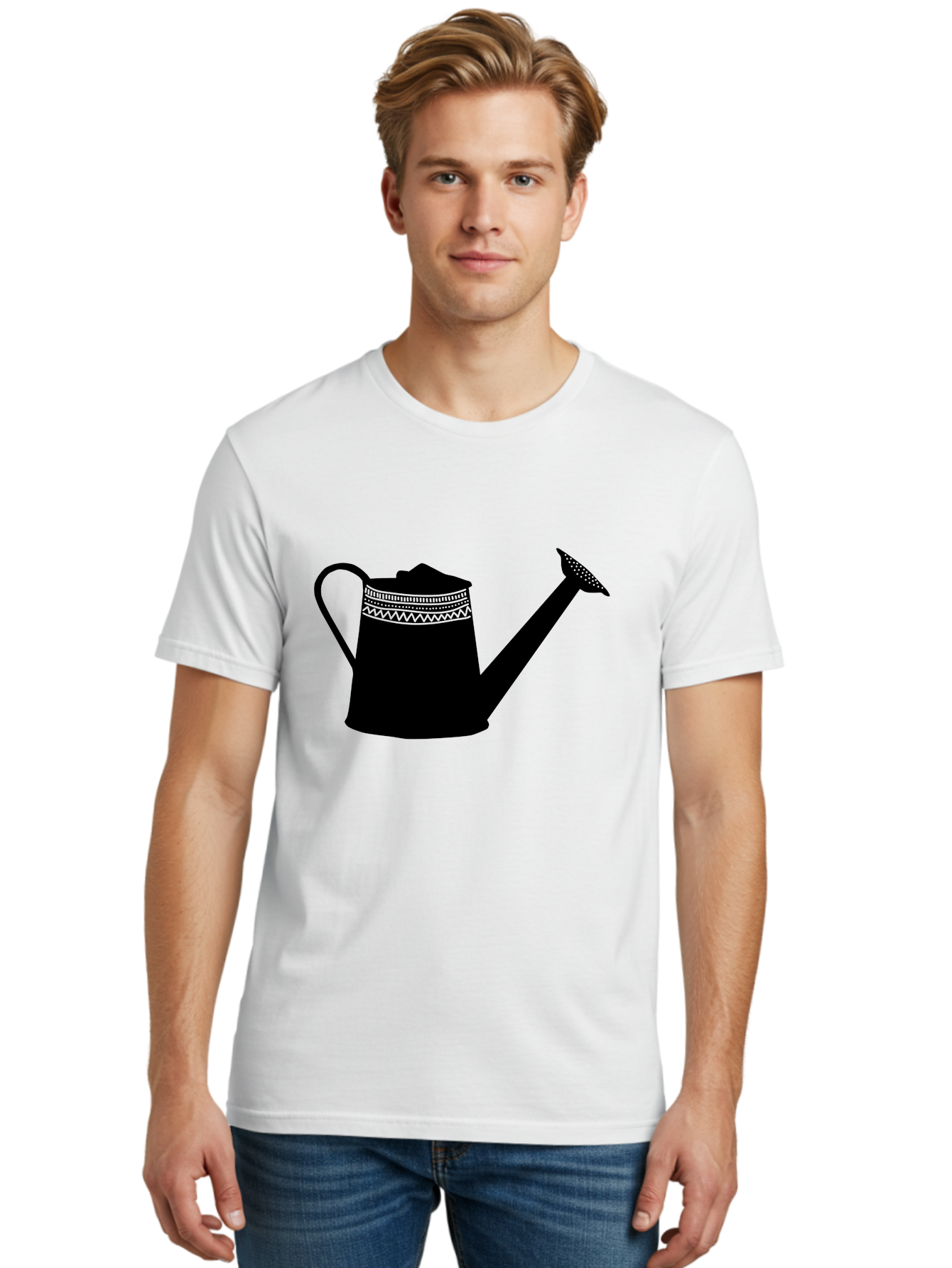 Watering-Can Men'S Graphic Tee, 100% Cotton, Comfortable Casual Summer Wear, Machine Washable, Watering Can, Gardening Tools, Nursery Equipment, Decorative Patterns, Geometric Designs, Garden Care, Plant Watering Aac248 8