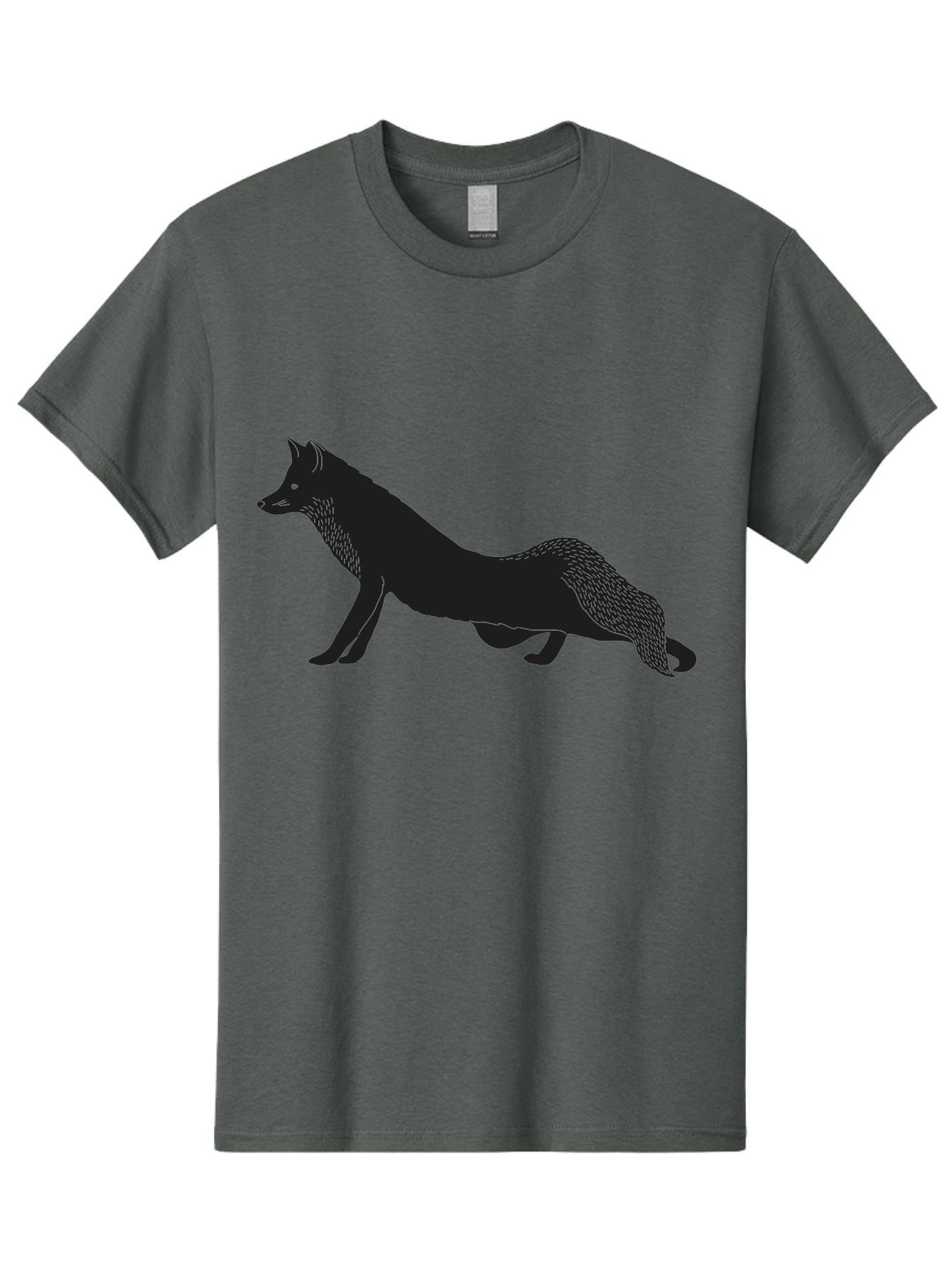 Wolf Men'S Graphic Tee, 100% Cotton, Comfortable Casual Summer Wear, Machine Washable, Black Fox Silhouette, Wild Animal, Wildlife, Nature, Furry Creature, Forest Dweller, Sharp Features, Minimalist Design Aac250 27