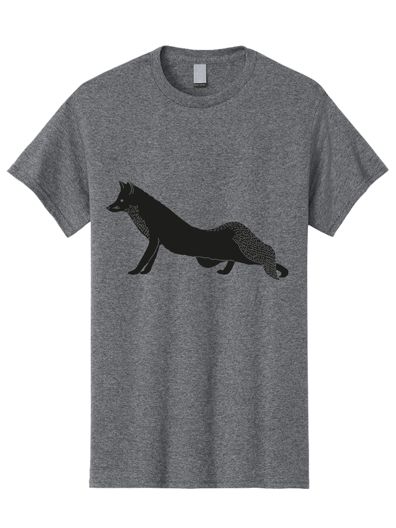 Wolf Men'S Graphic Tee, 100% Cotton, Comfortable Casual Summer Wear, Machine Washable, Black Fox Silhouette, Wild Animal, Wildlife, Nature, Furry Creature, Forest Dweller, Sharp Features, Minimalist Design Aac250 21