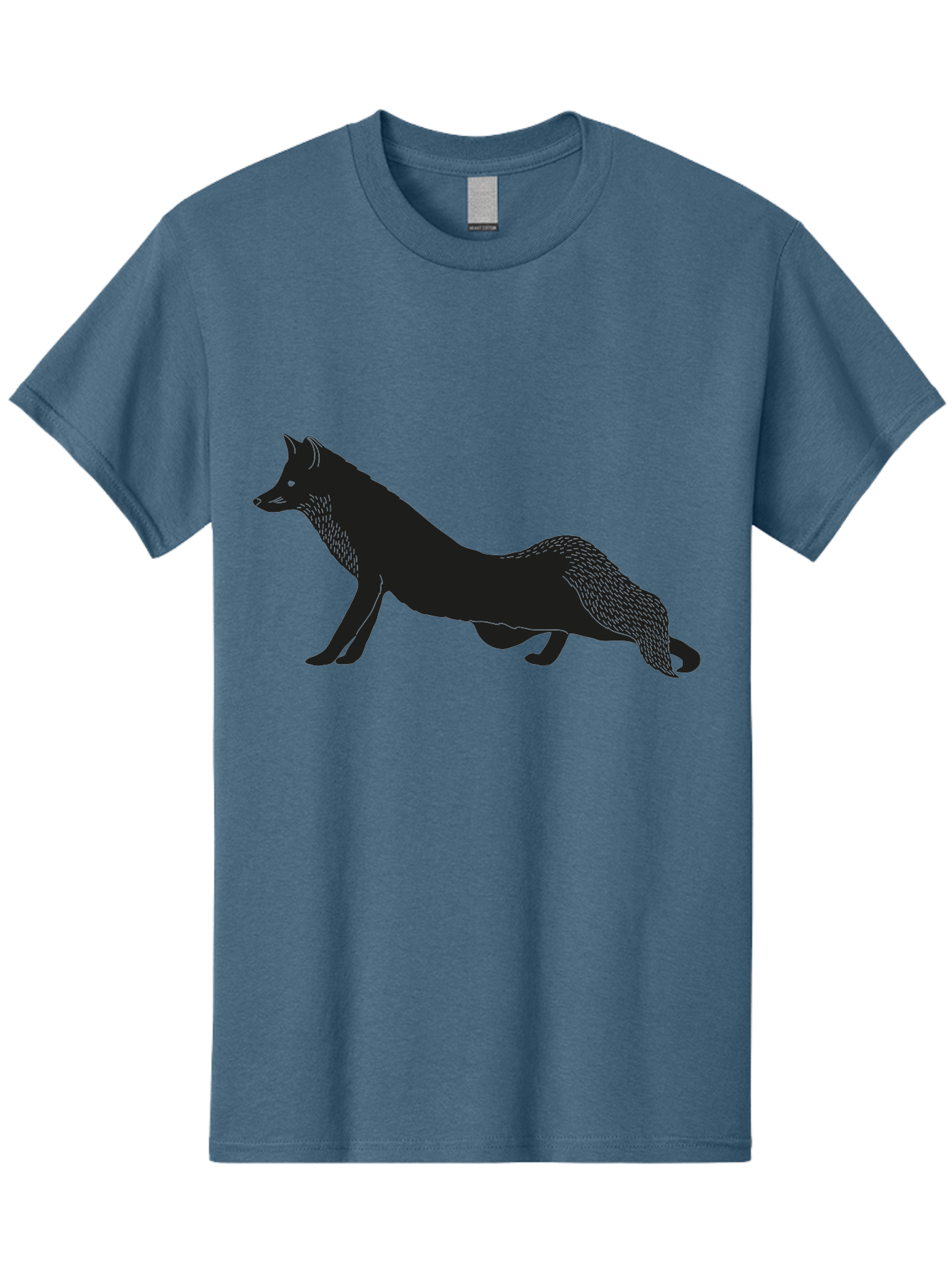 Wolf Men'S Graphic Tee, 100% Cotton, Comfortable Casual Summer Wear, Machine Washable, Black Fox Silhouette, Wild Animal, Wildlife, Nature, Furry Creature, Forest Dweller, Sharp Features, Minimalist Design Aac250 19