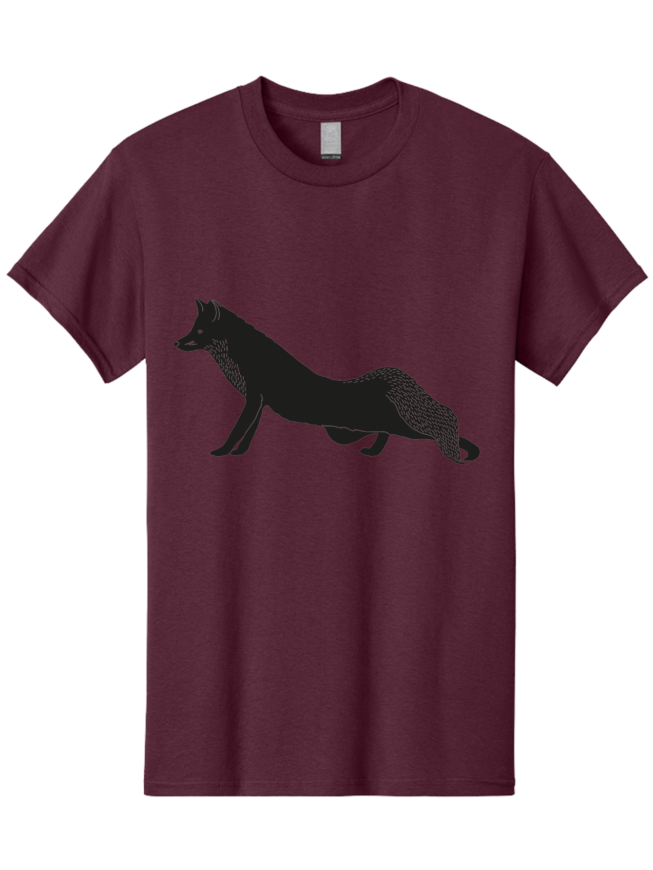 Wolf Men'S Graphic Tee, 100% Cotton, Comfortable Casual Summer Wear, Machine Washable, Black Fox Silhouette, Wild Animal, Wildlife, Nature, Furry Creature, Forest Dweller, Sharp Features, Minimalist Design Aac250 1