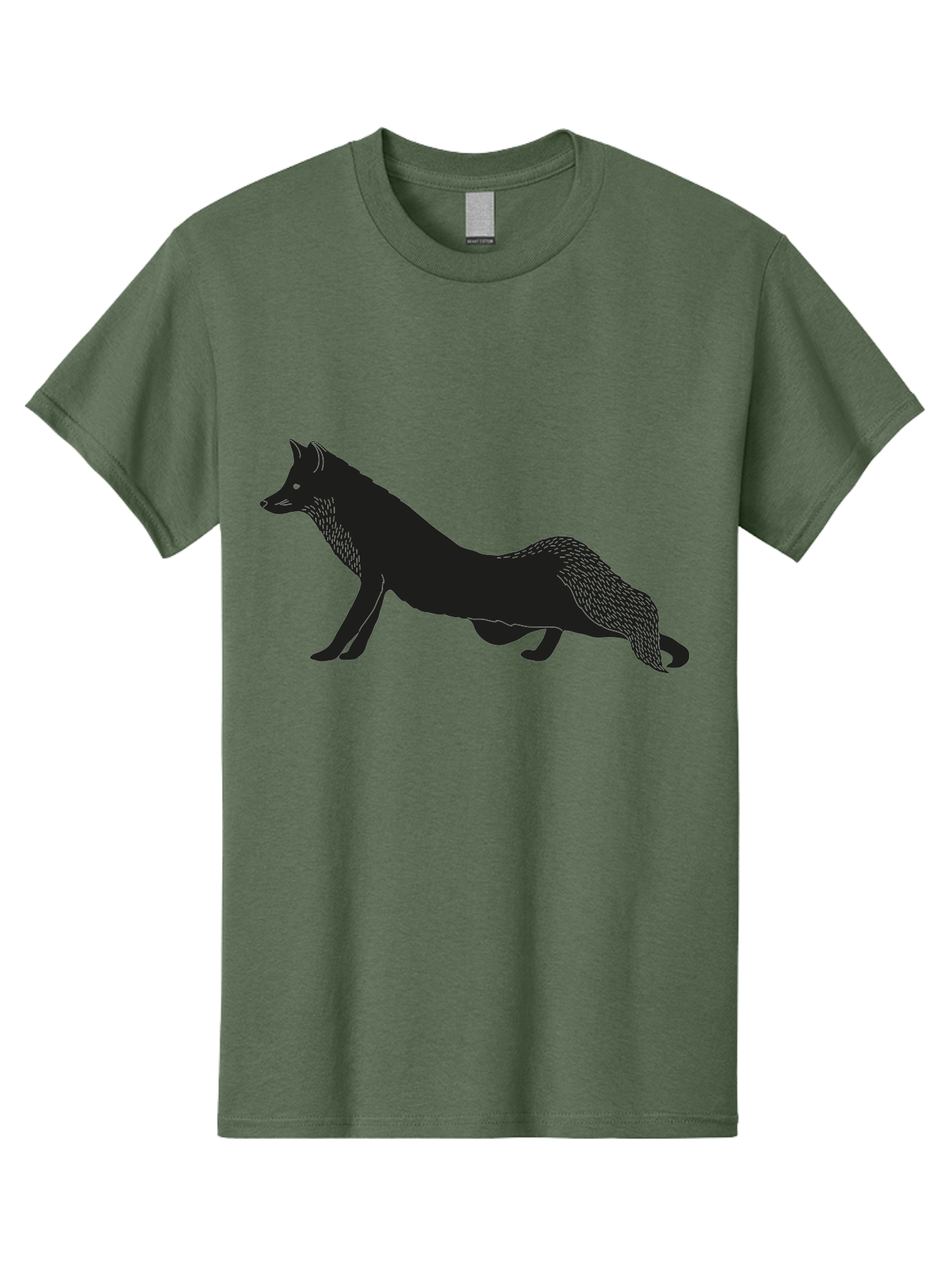 Wolf Men'S Graphic Tee, 100% Cotton, Comfortable Casual Summer Wear, Machine Washable, Black Fox Silhouette, Wild Animal, Wildlife, Nature, Furry Creature, Forest Dweller, Sharp Features, Minimalist Design Aac250 17