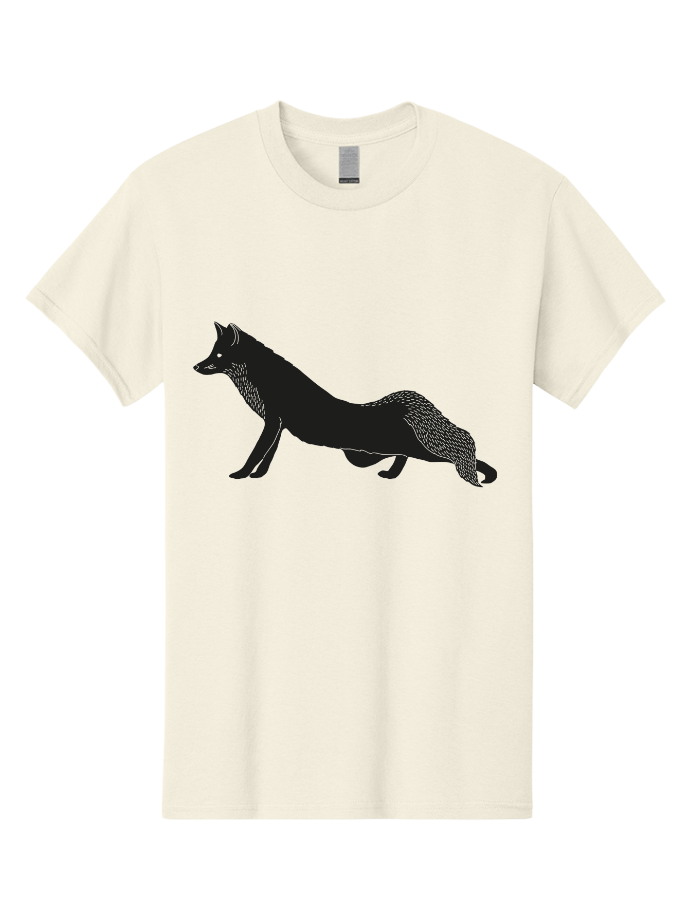 Wolf Men'S Graphic Tee, 100% Cotton, Comfortable Casual Summer Wear, Machine Washable, Black Fox Silhouette, Wild Animal, Wildlife, Nature, Furry Creature, Forest Dweller, Sharp Features, Minimalist Design Aac250 15