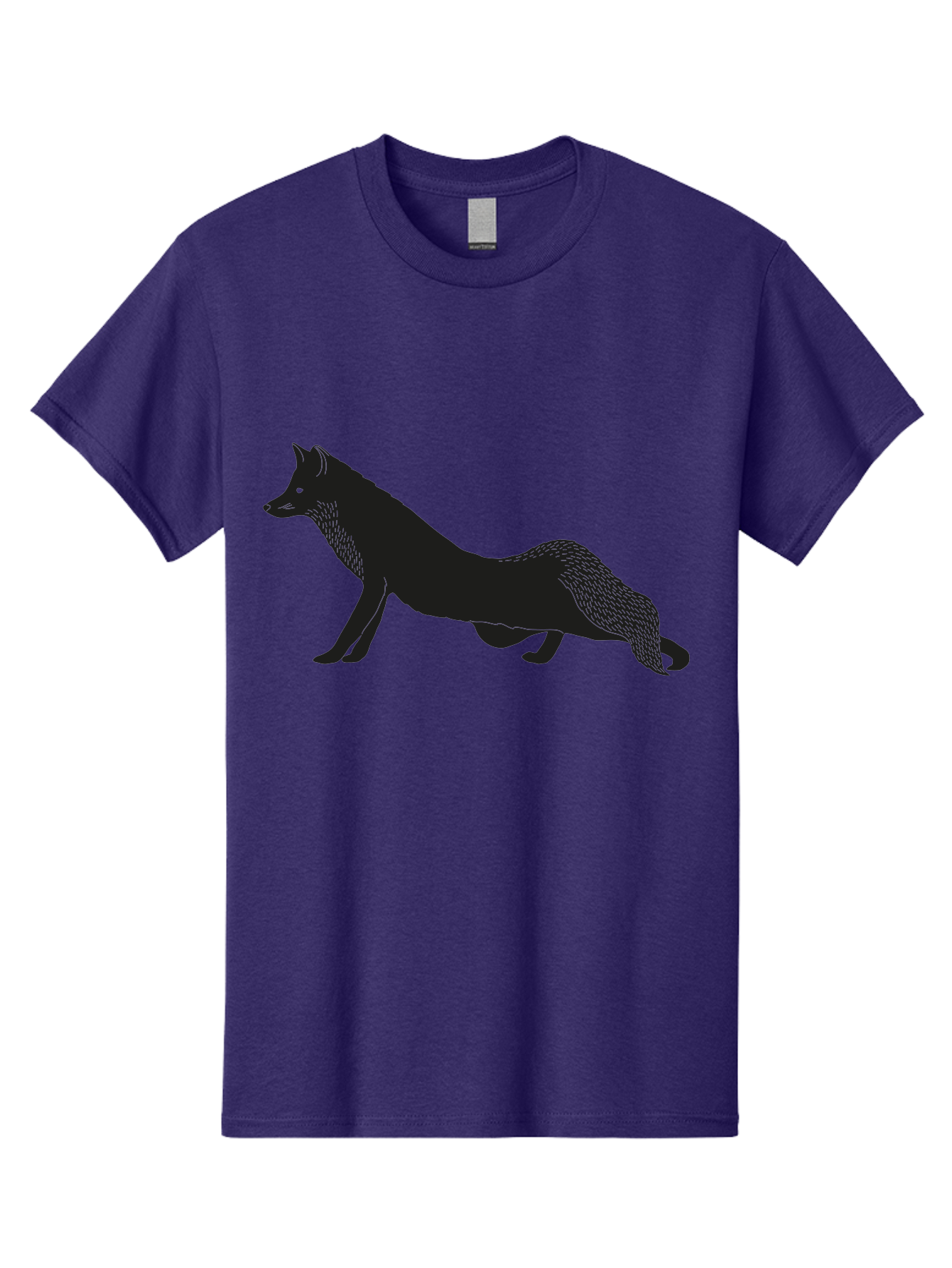 Wolf Men'S Graphic Tee, 100% Cotton, Comfortable Casual Summer Wear, Machine Washable, Black Fox Silhouette, Wild Animal, Wildlife, Nature, Furry Creature, Forest Dweller, Sharp Features, Minimalist Design Aac250 13