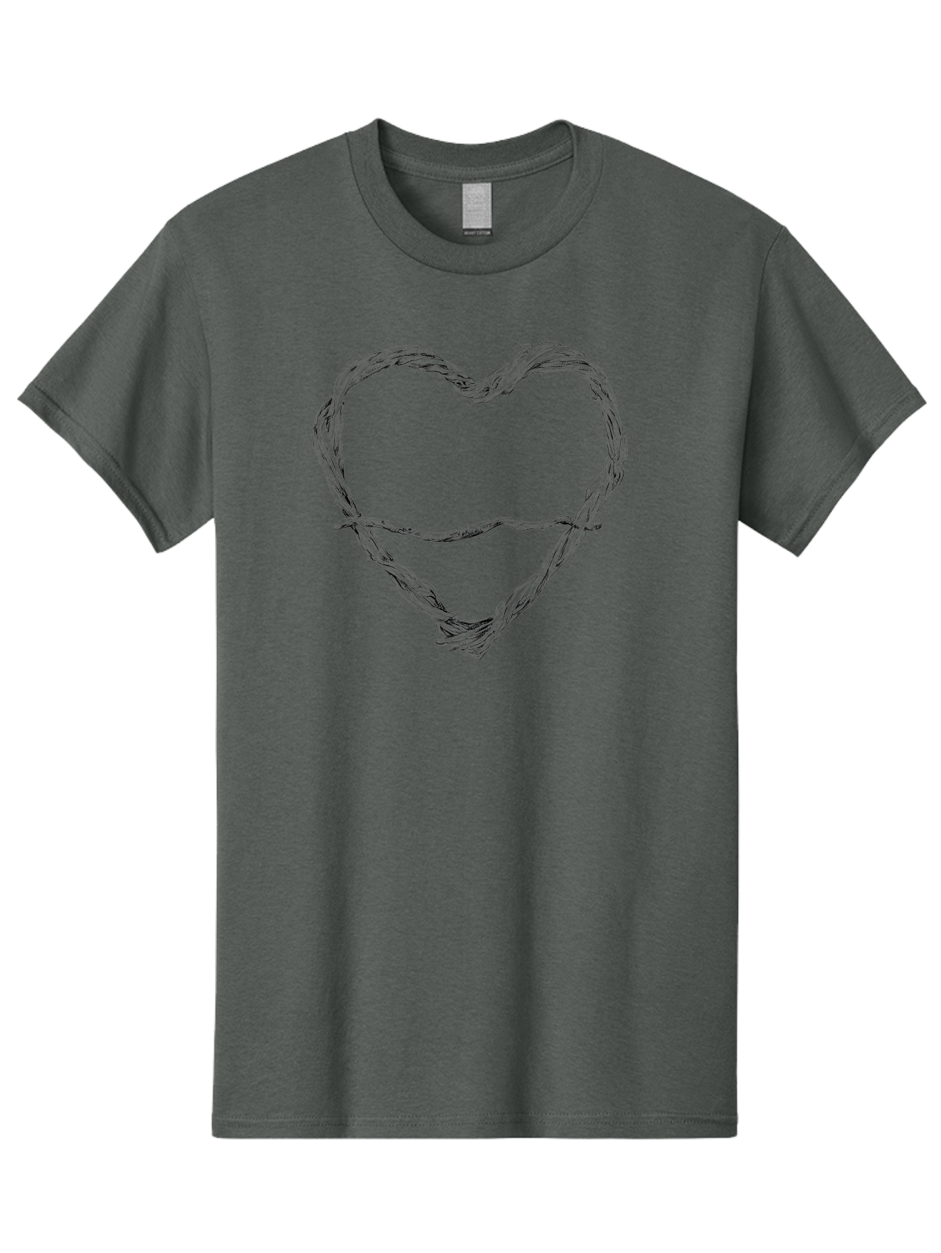 Barbed-Wire-Heart Men'S Graphic Tee, 100% Cotton, Comfortable Casual Summer Wear, Machine Washable, Barbed Wire, Heart Shape, Twisted Metal, Symbolic Representation, Emotional Expression, Protest Art, Social Commentary, Edgy Design, Aac251 17