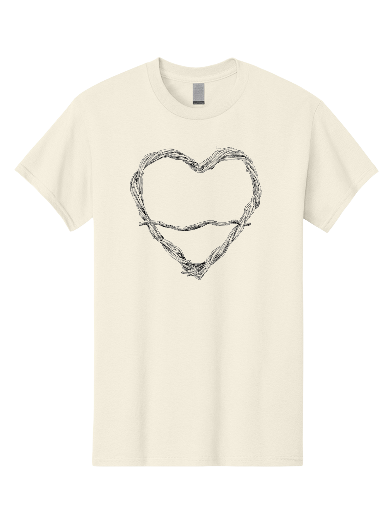 Barbed-Wire-Heart Men'S Graphic Tee, 100% Cotton, Comfortable Casual Summer Wear, Machine Washable, Barbed Wire, Heart Shape, Twisted Metal, Symbolic Representation, Emotional Expression, Protest Art, Social Commentary, Edgy Design, Aac251 25