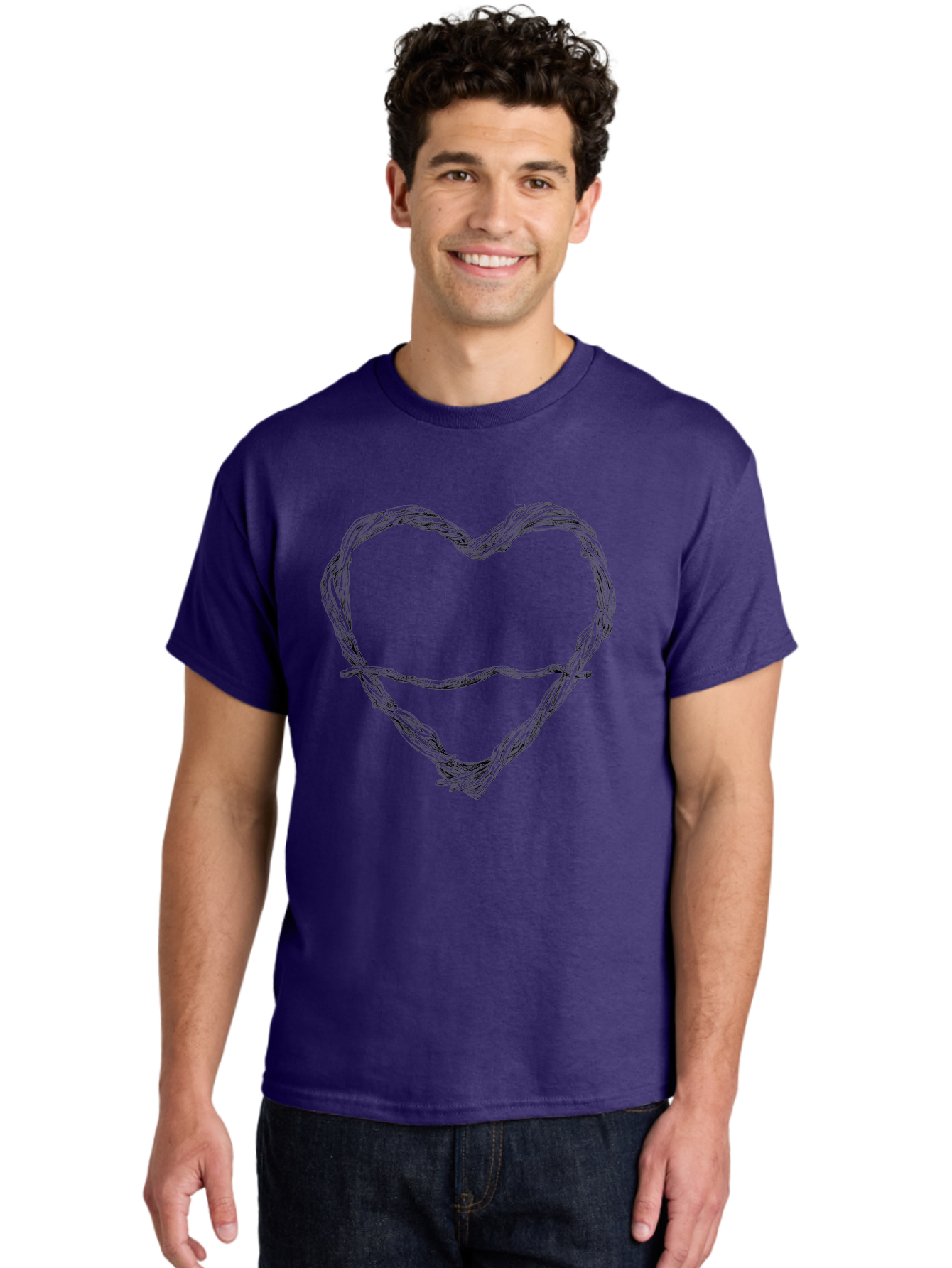 Barbed-Wire-Heart Men'S Graphic Tee, 100% Cotton, Comfortable Casual Summer Wear, Machine Washable, Barbed Wire, Heart Shape, Twisted Metal, Symbolic Representation, Emotional Expression, Protest Art, Social Commentary, Edgy Design, Aac251 6