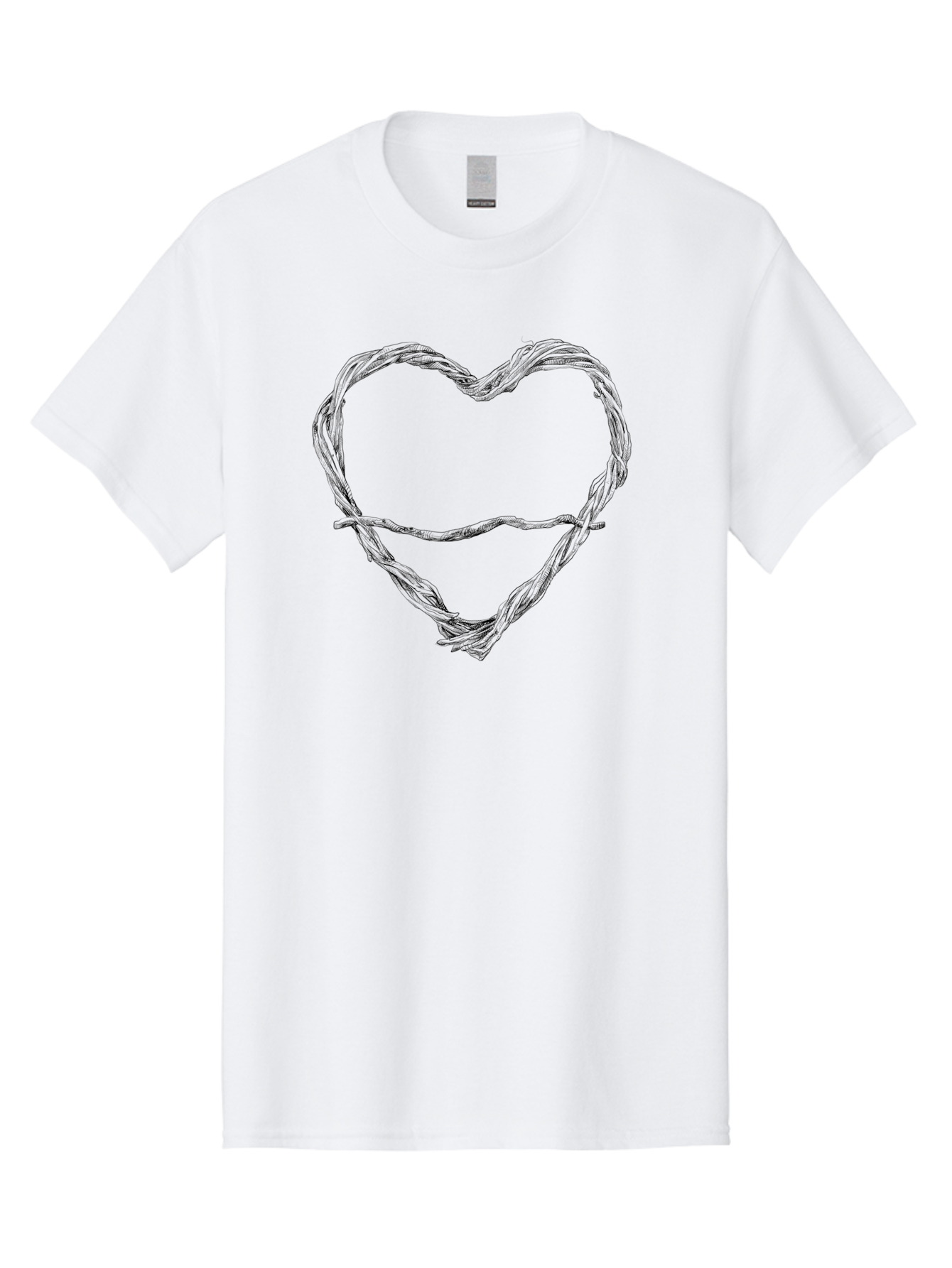 Barbed-Wire-Heart Men'S Graphic Tee, 100% Cotton, Comfortable Casual Summer Wear, Machine Washable, Barbed Wire, Heart Shape, Twisted Metal, Symbolic Representation, Emotional Expression, Protest Art, Social Commentary, Edgy Design, Aac251 21