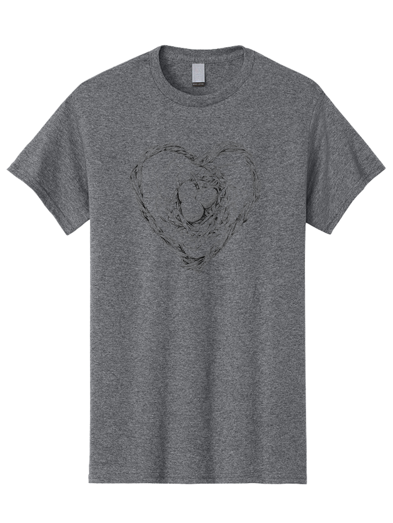 Heart-Shaped-Nest-With-Eggs Men'S Graphic Tee, 100% Cotton, Comfortable Casual Summer Wear, Machine Washable, Heart Shaped Bird Nest, Three Eggs, Twigs And Leaves, Love Symbol, Nature Illustration, Bird'S Nest, Easter Eggs, Spring Theme, Aac259 1