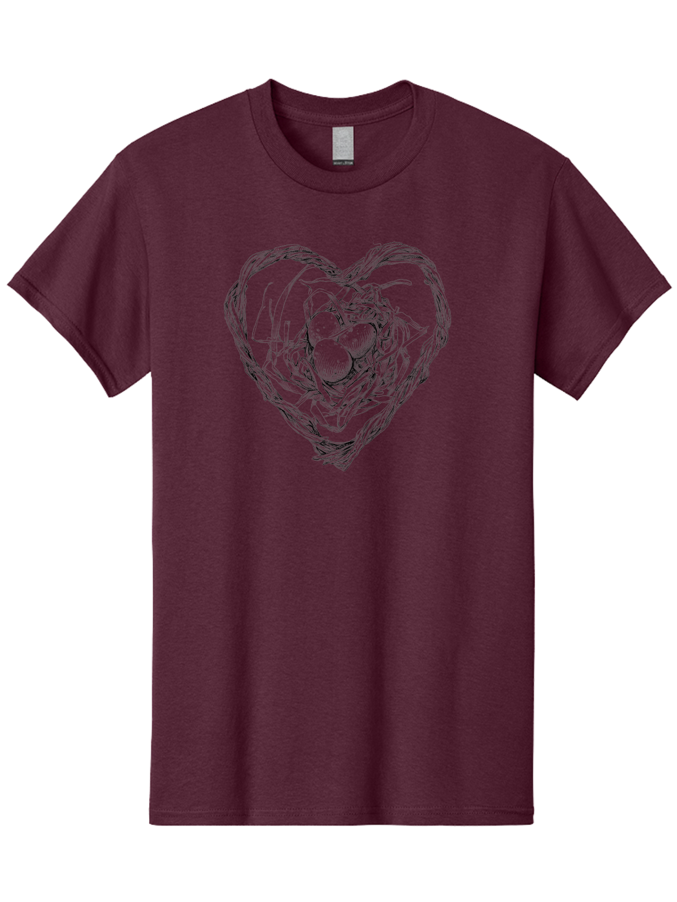 Heart-Shaped-Nest-With-Eggs Men'S Graphic Tee, 100% Cotton, Comfortable Casual Summer Wear, Machine Washable, Heart Shaped Bird Nest, Three Eggs, Twigs And Leaves, Love Symbol, Nature Illustration, Bird'S Nest, Easter Eggs, Spring Theme, Aac259 7