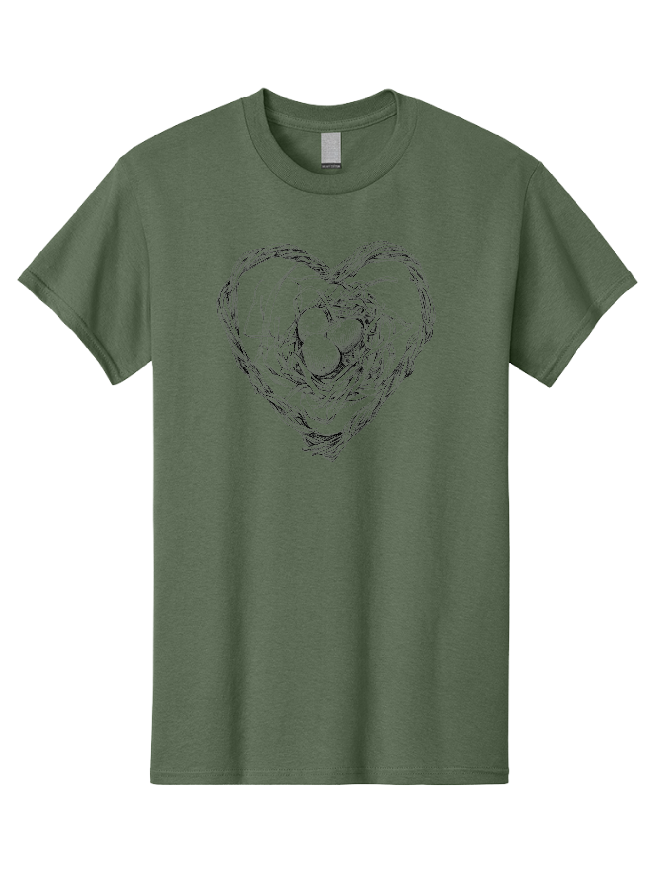 Heart-Shaped-Nest-With-Eggs Men'S Graphic Tee, 100% Cotton, Comfortable Casual Summer Wear, Machine Washable, Heart Shaped Bird Nest, Three Eggs, Twigs And Leaves, Love Symbol, Nature Illustration, Bird'S Nest, Easter Eggs, Spring Theme, Aac259 27