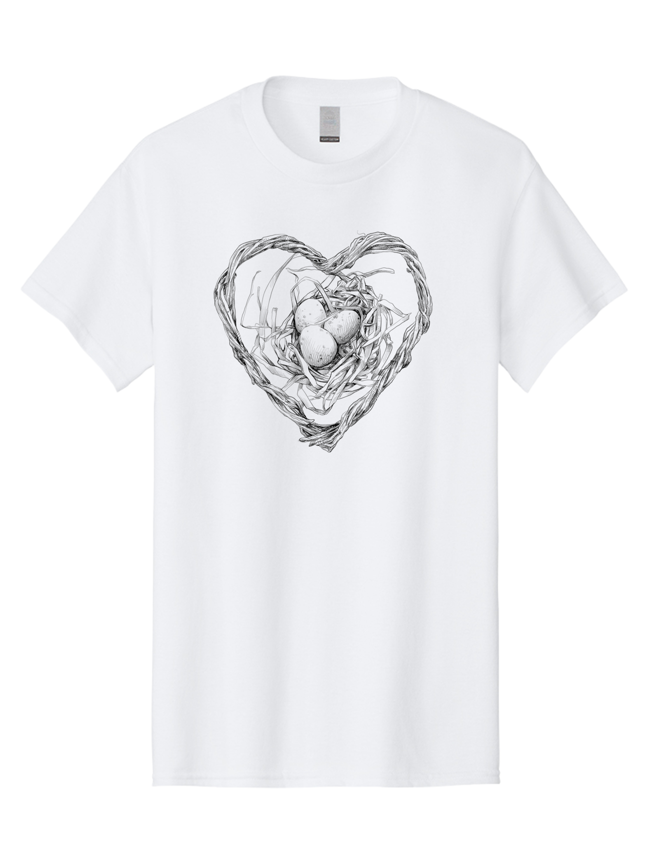 Heart-Shaped-Nest-With-Eggs Men'S Graphic Tee, 100% Cotton, Comfortable Casual Summer Wear, Machine Washable, Heart Shaped Bird Nest, Three Eggs, Twigs And Leaves, Love Symbol, Nature Illustration, Bird'S Nest, Easter Eggs, Spring Theme, Aac259 15