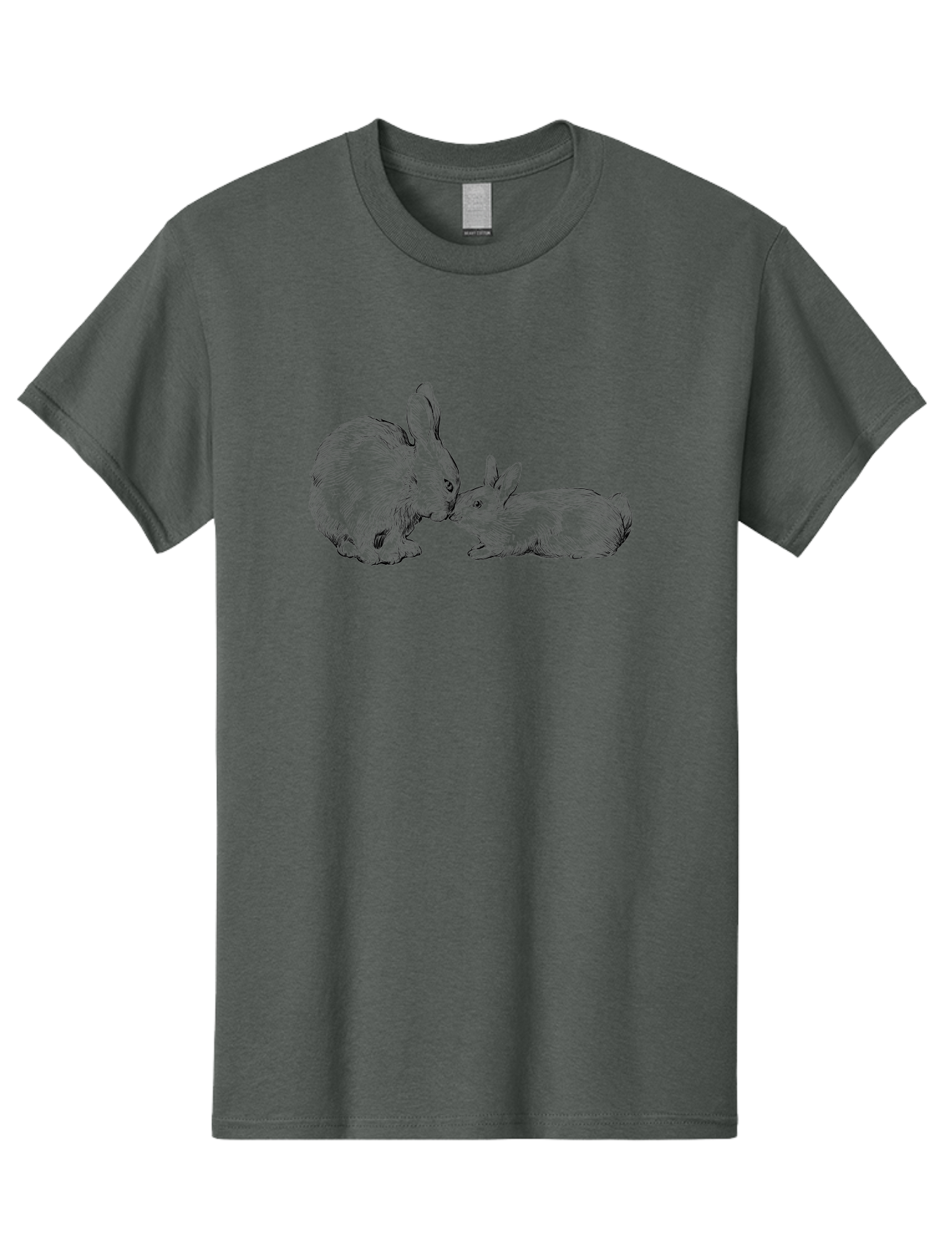 Mother-Rabbit-And-Baby Men'S Graphic Tee, 100% Cotton, Comfortable Casual Summer Wear, Machine Washable, Mother Rabbit And Baby Rabbit, Adorable Illustration, Cute Bunny, Tender Moment, Rabbit Love, Easter Theme, Furry Friends, Animal Bonding Aac260 13