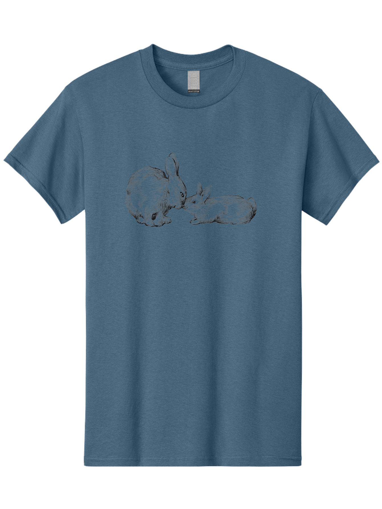 Mother-Rabbit-And-Baby Men'S Graphic Tee, 100% Cotton, Comfortable Casual Summer Wear, Machine Washable, Mother Rabbit And Baby Rabbit, Adorable Illustration, Cute Bunny, Tender Moment, Rabbit Love, Easter Theme, Furry Friends, Animal Bonding Aac260 25