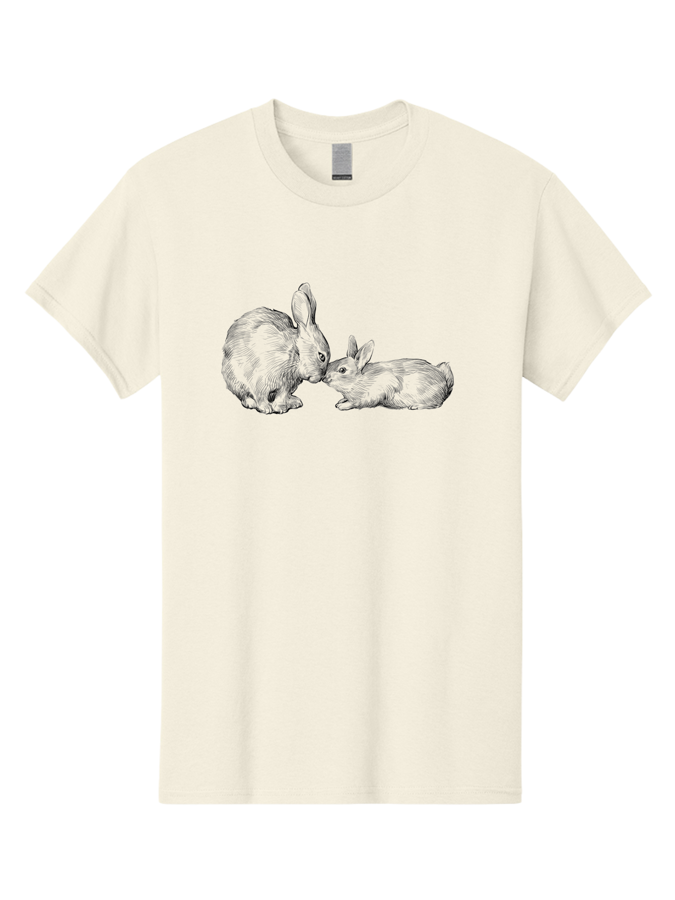 Mother-Rabbit-And-Baby Men'S Graphic Tee, 100% Cotton, Comfortable Casual Summer Wear, Machine Washable, Mother Rabbit And Baby Rabbit, Adorable Illustration, Cute Bunny, Tender Moment, Rabbit Love, Easter Theme, Furry Friends, Animal Bonding Aac260 3