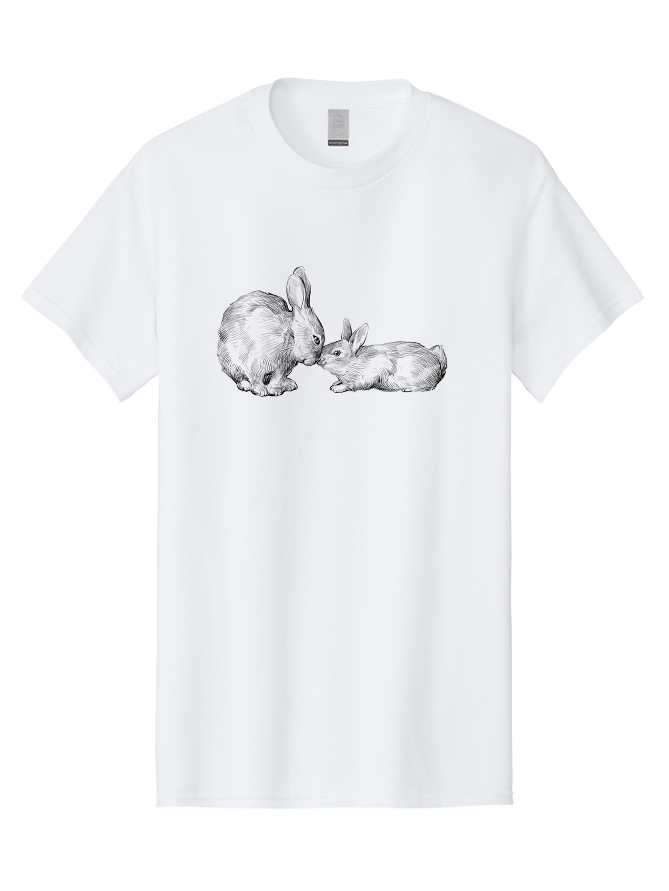 Mother-Rabbit-And-Baby Men'S Graphic Tee, 100% Cotton, Comfortable Casual Summer Wear, Machine Washable, Mother Rabbit And Baby Rabbit, Adorable Illustration, Cute Bunny, Tender Moment, Rabbit Love, Easter Theme, Furry Friends, Animal Bonding Aac260 19