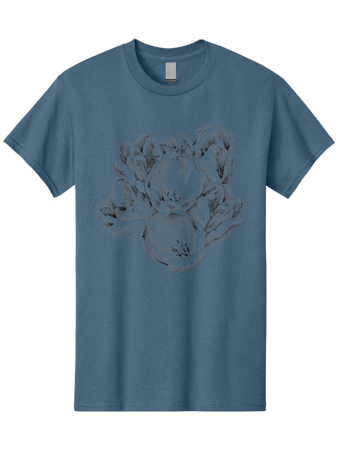 Peony-Flower Men'S Graphic Tee, 100% Cotton, Comfortable Casual Summer Wear, Machine Washable, Detailed Line Drawing, Floral Design, Lush Petals, Botanical Art, Elegant Flowers, Intricate Details, Sketch Style, Flower Illustration Aac261 5