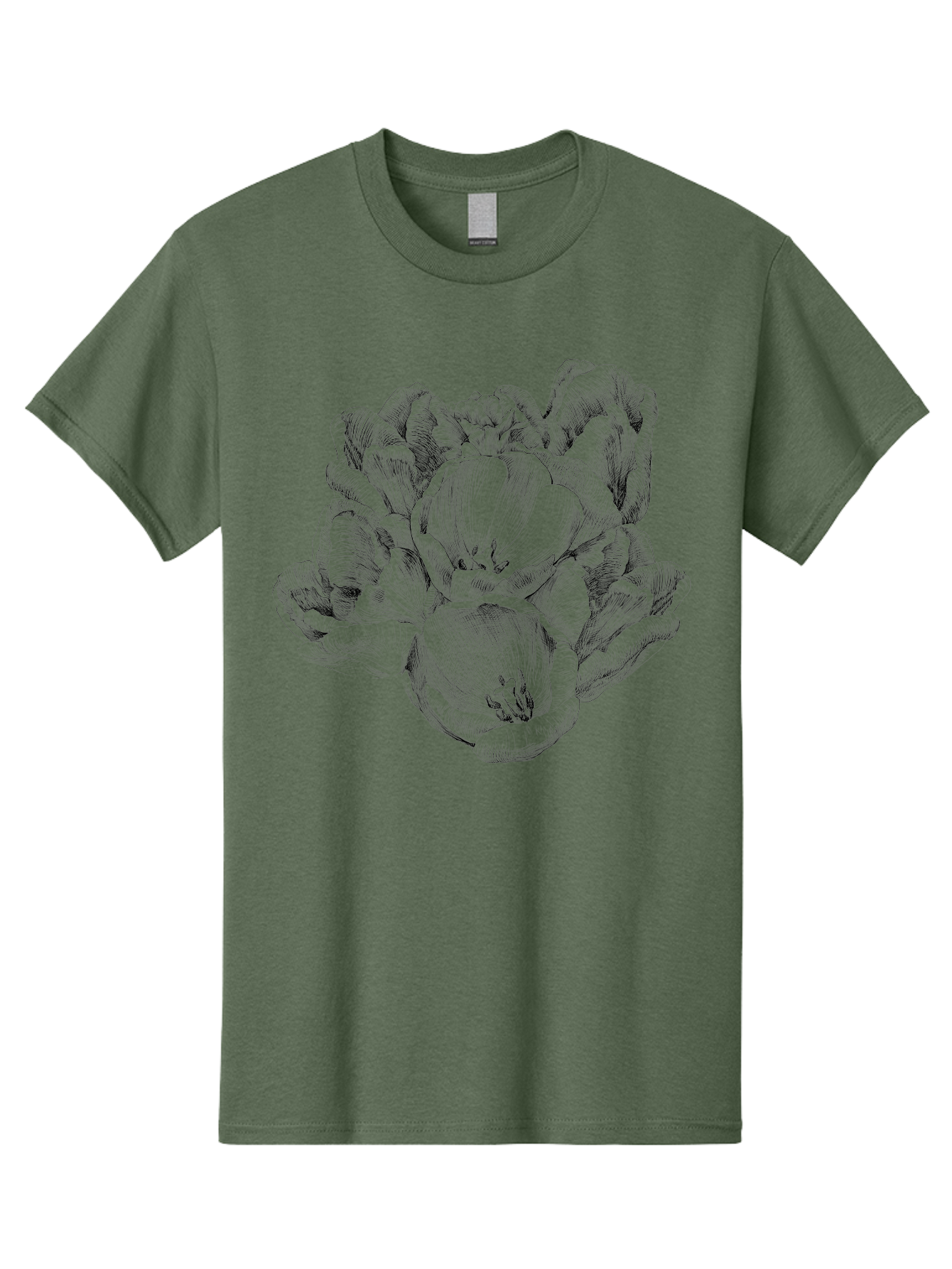 Peony-Flower Men'S Graphic Tee, 100% Cotton, Comfortable Casual Summer Wear, Machine Washable, Detailed Line Drawing, Floral Design, Lush Petals, Botanical Art, Elegant Flowers, Intricate Details, Sketch Style, Flower Illustration Aac261 21