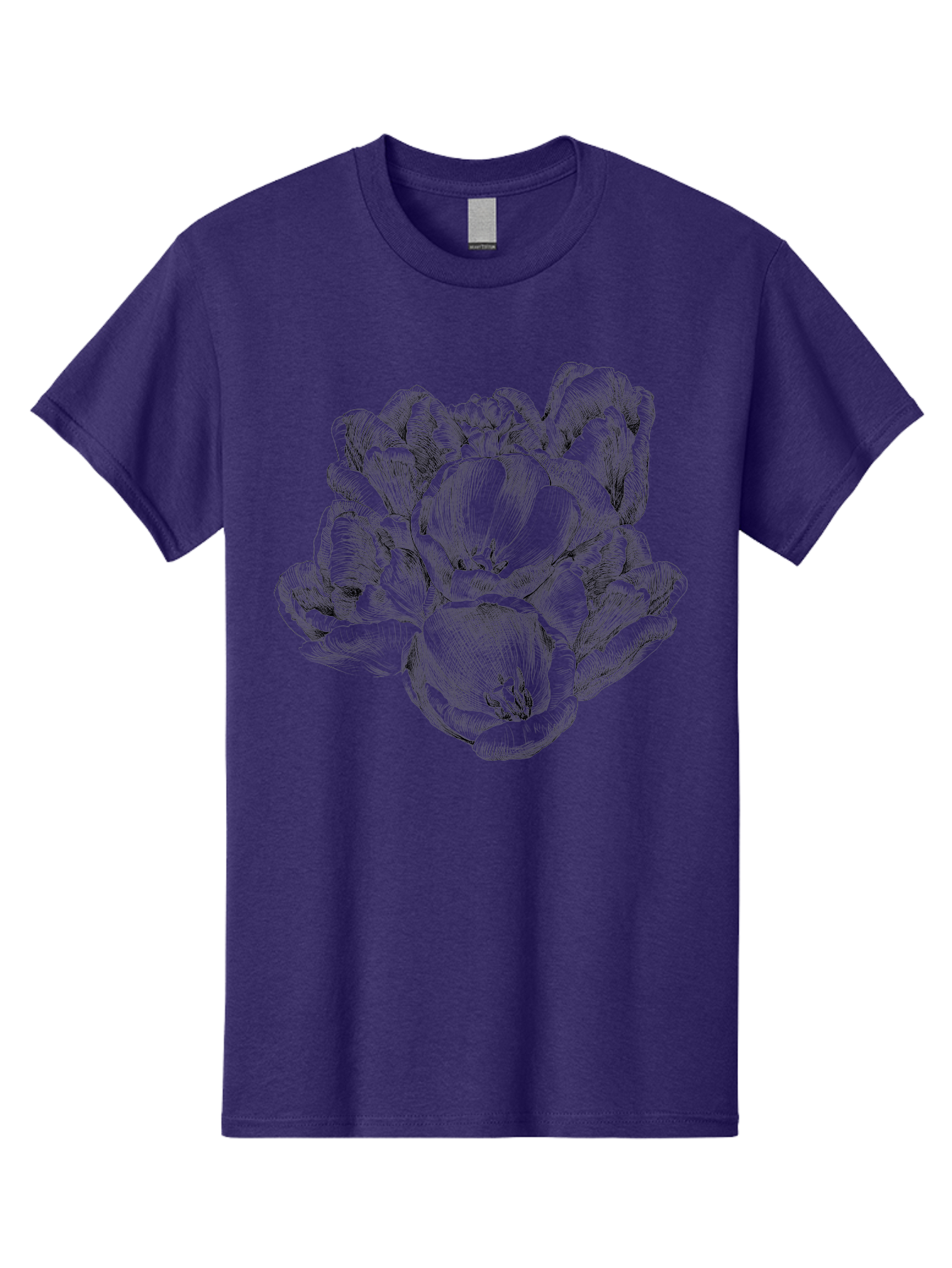 Peony-Flower Men'S Graphic Tee, 100% Cotton, Comfortable Casual Summer Wear, Machine Washable, Detailed Line Drawing, Floral Design, Lush Petals, Botanical Art, Elegant Flowers, Intricate Details, Sketch Style, Flower Illustration Aac261 15