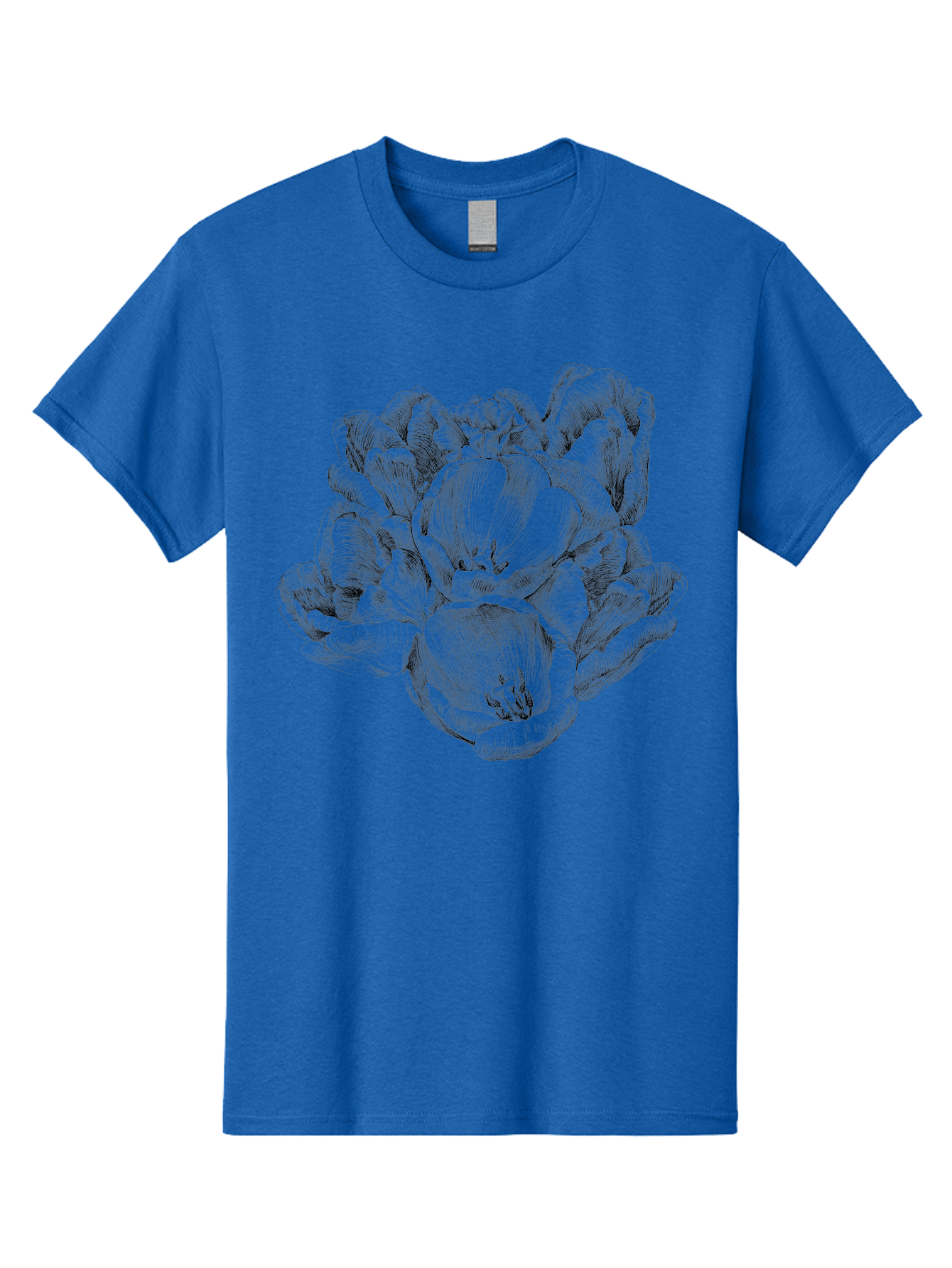Peony-Flower Men'S Graphic Tee, 100% Cotton, Comfortable Casual Summer Wear, Machine Washable, Detailed Line Drawing, Floral Design, Lush Petals, Botanical Art, Elegant Flowers, Intricate Details, Sketch Style, Flower Illustration Aac261 13