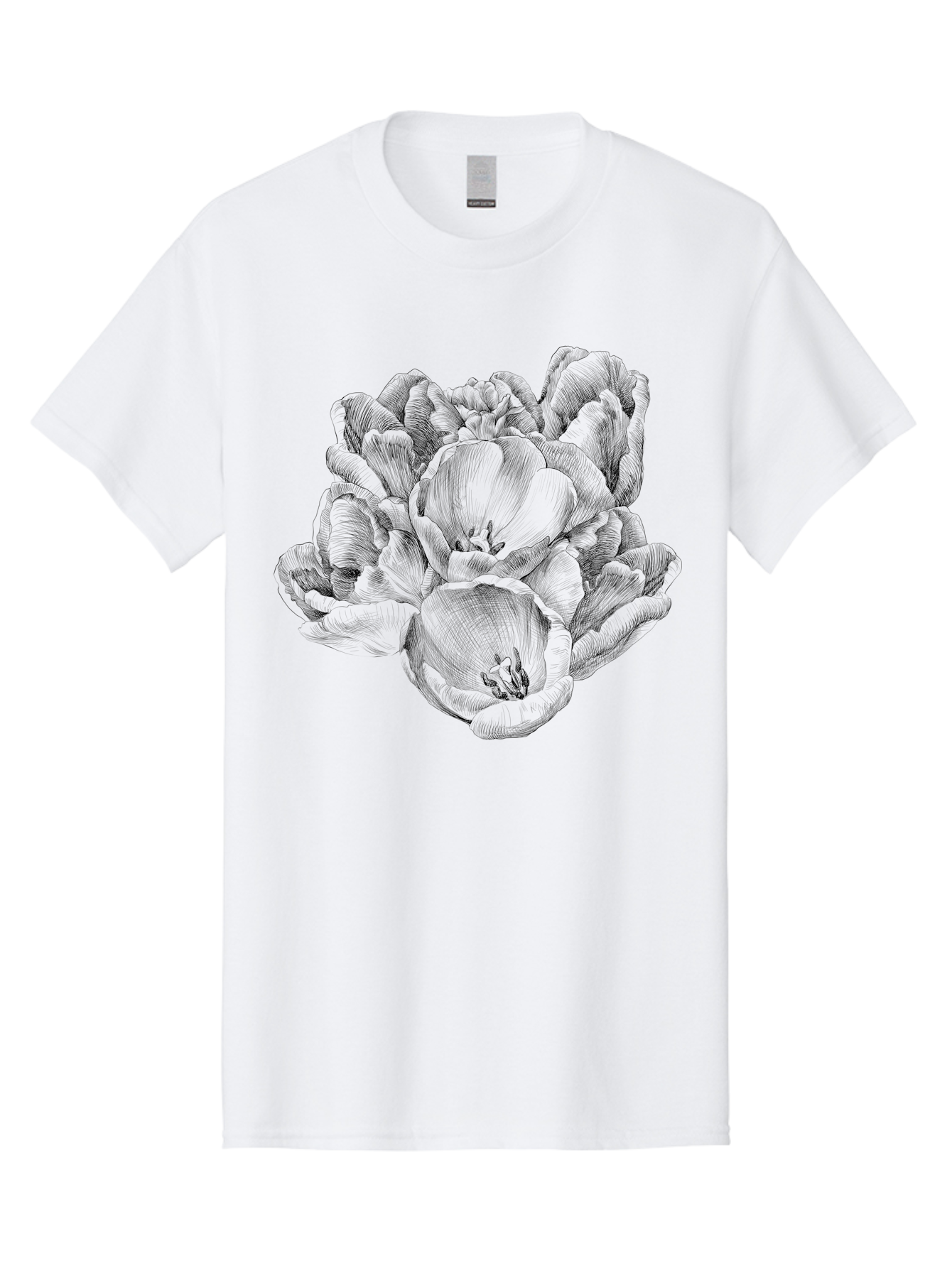 Peony-Flower Men'S Graphic Tee, 100% Cotton, Comfortable Casual Summer Wear, Machine Washable, Detailed Line Drawing, Floral Design, Lush Petals, Botanical Art, Elegant Flowers, Intricate Details, Sketch Style, Flower Illustration Aac261 29