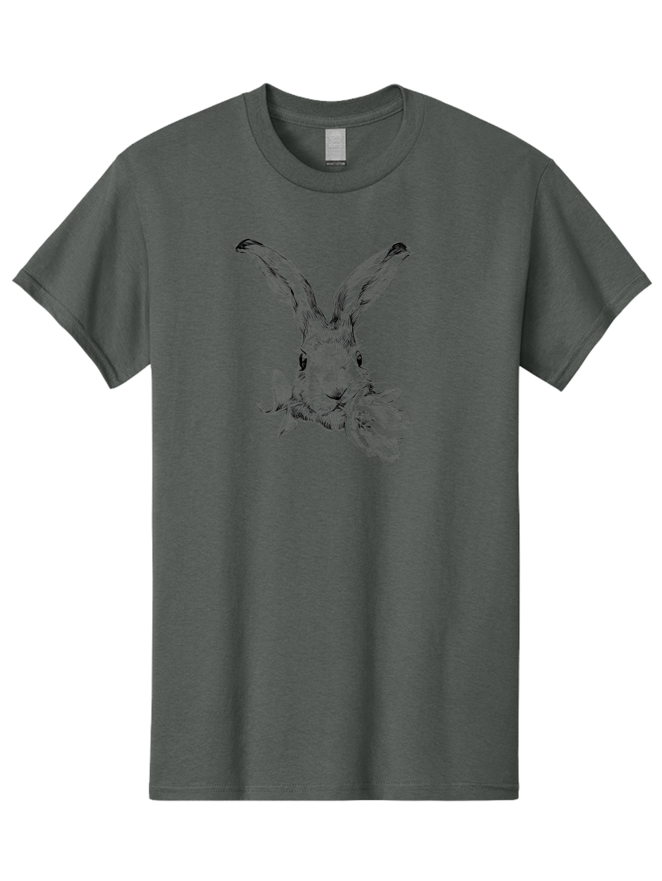 Rabbit-Eating-Flower Men'S Graphic Tee, 100% Cotton, Comfortable Casual Summer Wear, Machine Washable, Rabbit With Long Ears, Floral Theme, Whimsical Art, Spring Design, Cute Bunny, Flower Eater, Detailed Illustration, Rabbit Portrait, Aac264 11