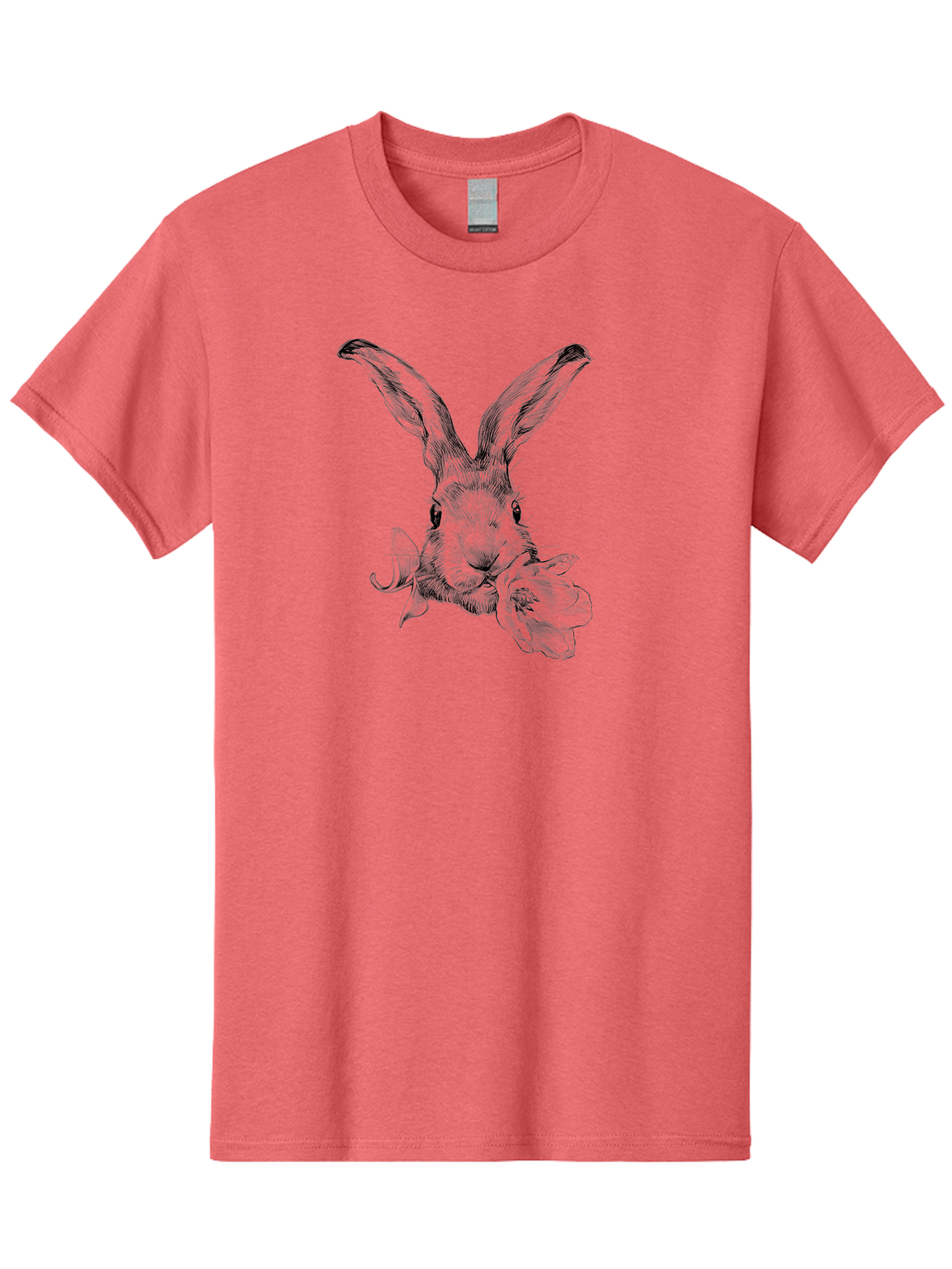 Rabbit-Eating-Flower Men'S Graphic Tee, 100% Cotton, Comfortable Casual Summer Wear, Machine Washable, Rabbit With Long Ears, Floral Theme, Whimsical Art, Spring Design, Cute Bunny, Flower Eater, Detailed Illustration, Rabbit Portrait, Aac264 23