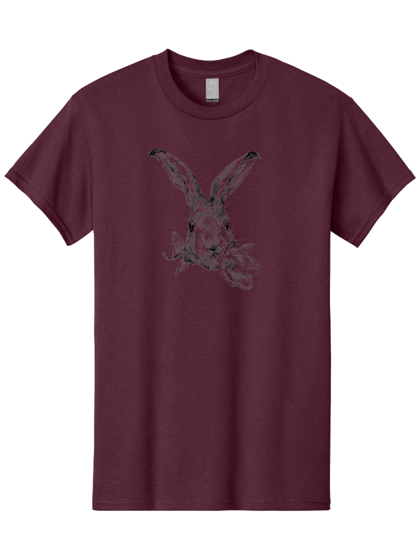 Rabbit-Eating-Flower Men'S Graphic Tee, 100% Cotton, Comfortable Casual Summer Wear, Machine Washable, Rabbit With Long Ears, Floral Theme, Whimsical Art, Spring Design, Cute Bunny, Flower Eater, Detailed Illustration, Rabbit Portrait, Aac264 5