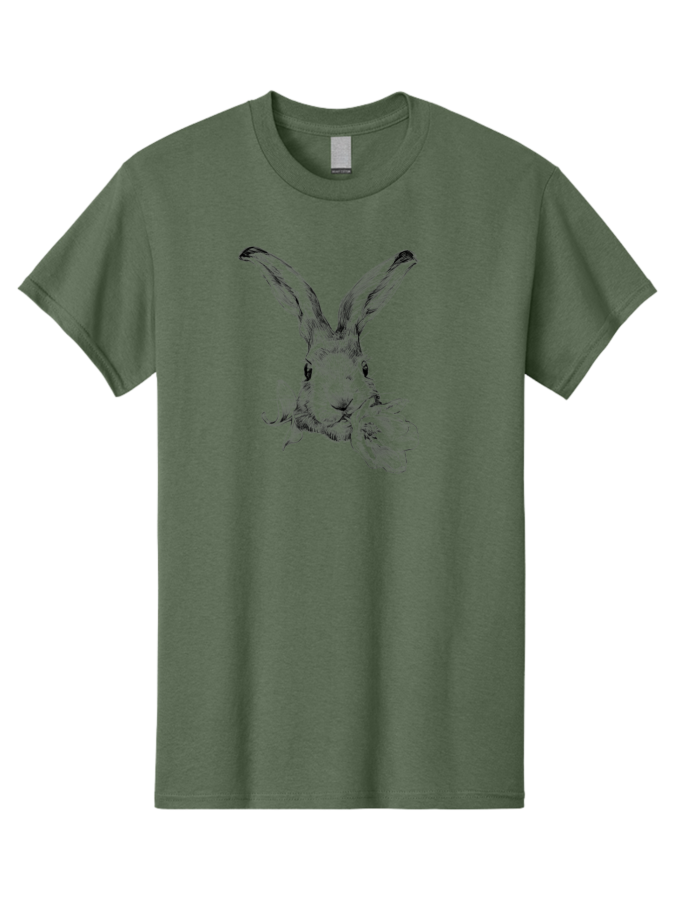 Rabbit-Eating-Flower Men'S Graphic Tee, 100% Cotton, Comfortable Casual Summer Wear, Machine Washable, Rabbit With Long Ears, Floral Theme, Whimsical Art, Spring Design, Cute Bunny, Flower Eater, Detailed Illustration, Rabbit Portrait, Aac264 1
