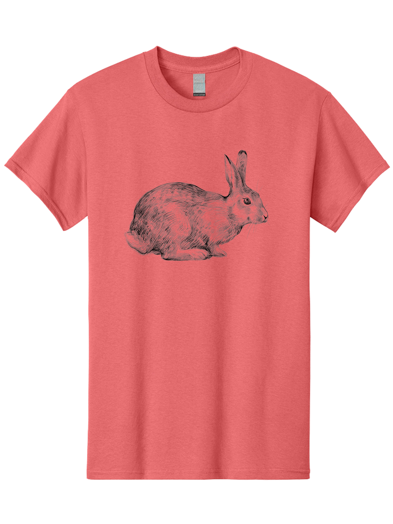 Rabbit-Illustration Men'S Graphic Tee, 100% Cotton, Comfortable Casual Summer Wear, Machine Washable, Detailed Illustration, Rabbit Art, Wildlife Graphics, Nature-Inspired Designs, Furry Creature, Sketch Style, Cute Animal, Whimsical Charm Aac266 27
