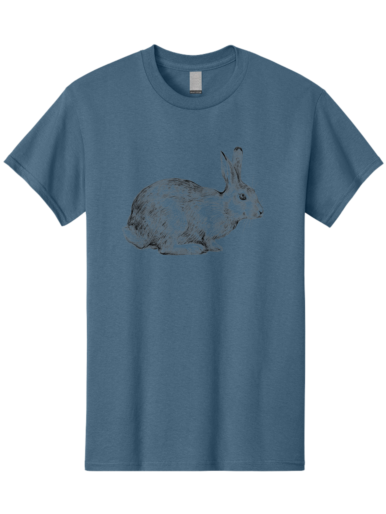 Rabbit-Illustration Men'S Graphic Tee, 100% Cotton, Comfortable Casual Summer Wear, Machine Washable, Detailed Illustration, Rabbit Art, Wildlife Graphics, Nature-Inspired Designs, Furry Creature, Sketch Style, Cute Animal, Whimsical Charm Aac266 5