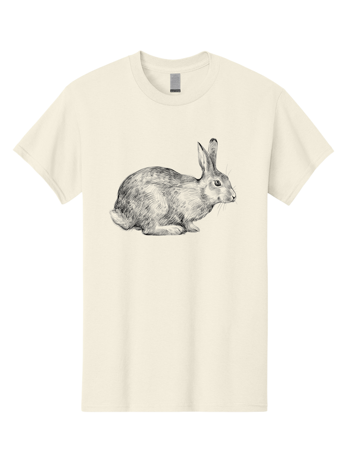 Rabbit-Illustration Men'S Graphic Tee, 100% Cotton, Comfortable Casual Summer Wear, Machine Washable, Detailed Illustration, Rabbit Art, Wildlife Graphics, Nature-Inspired Designs, Furry Creature, Sketch Style, Cute Animal, Whimsical Charm Aac266 11
