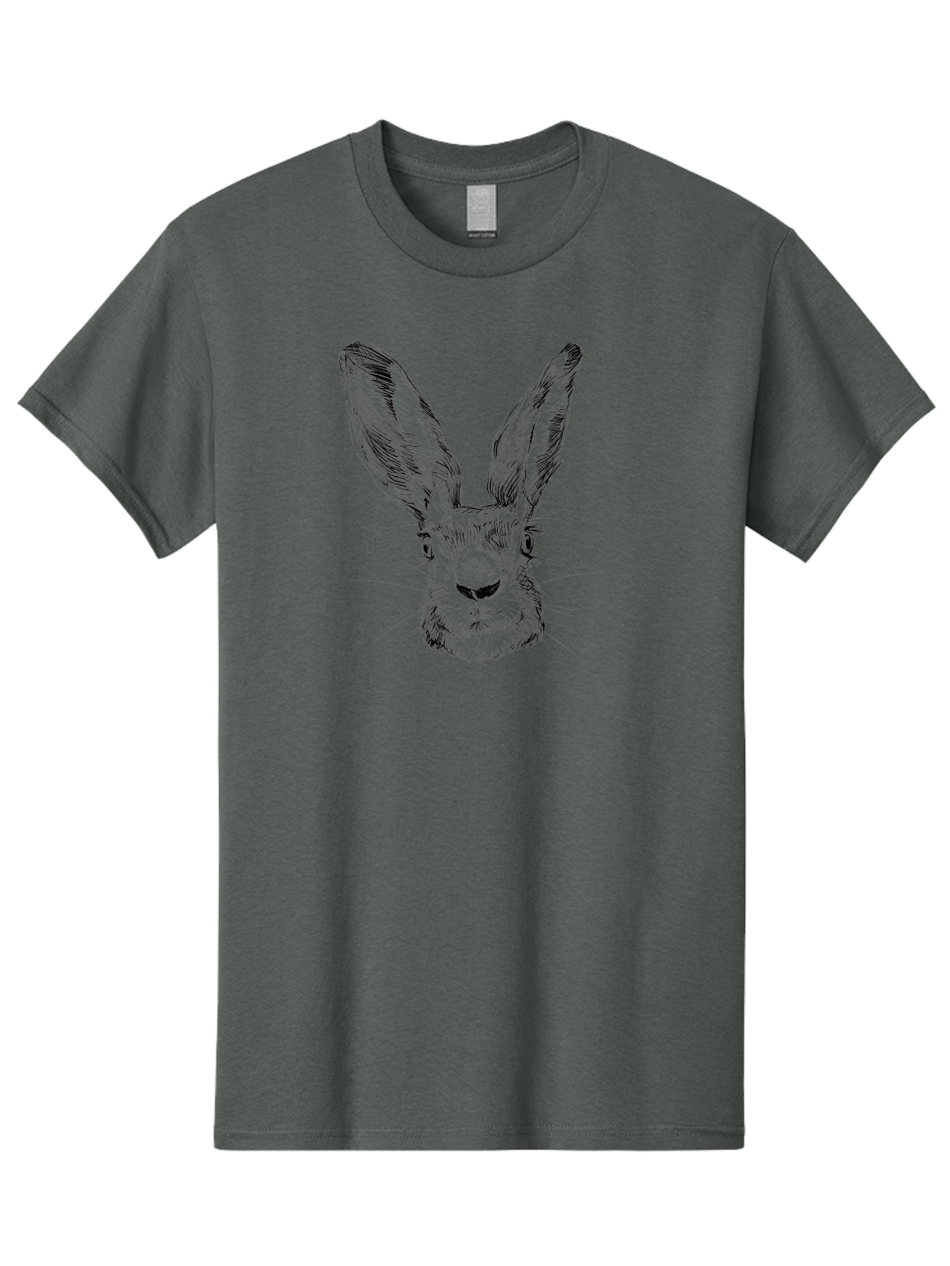 Rabbit-Sketch Men'S Graphic Tee, 100% Cotton, Comfortable Casual Summer Wear, Machine Washable, Rabbit Portrait, Detailed Illustration, Black And White Artwork, Long Ears, Whiskers, Wild Rabbit, Nature-Inspired Design, Sketch Style, Animal Art Aac267 19